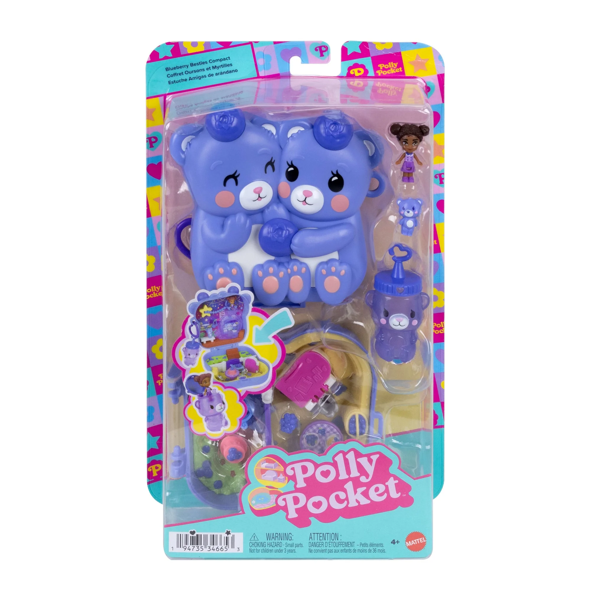 Polly Pocket Blueberry Besties Compact Playset With 1 Micro Doll And Pet, Travel Toy With Fruit Accessories - Image 6