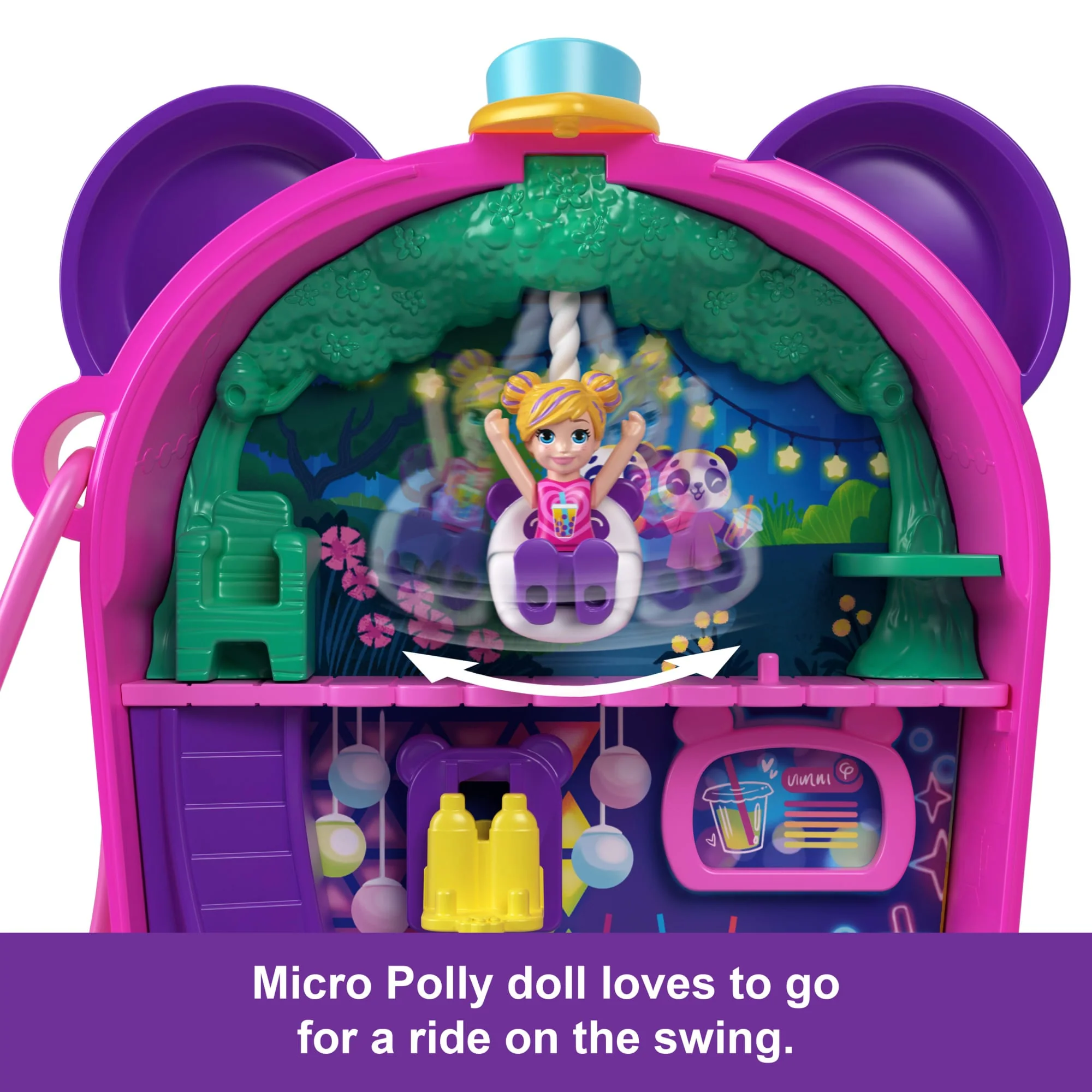Polly Pocket Bubble Tea Panda Compact With 2 Micro Dolls And Pet Panda, Animal Toy With Food Accessories - Image 4