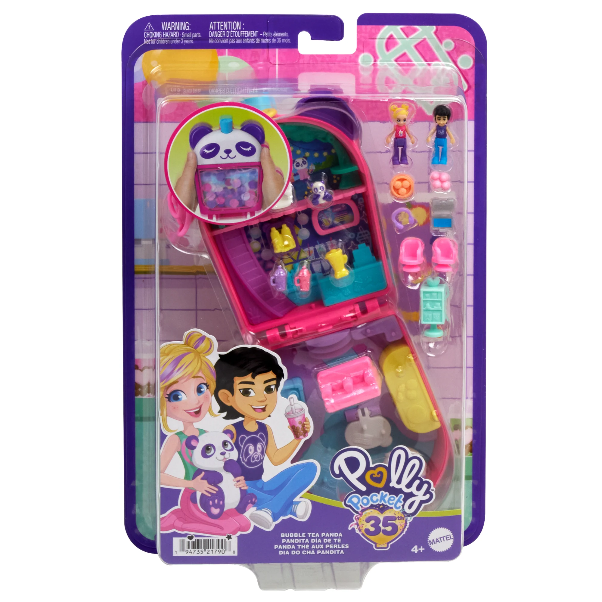 Polly Pocket Bubble Tea Panda Compact With 2 Micro Dolls And Pet Panda, Animal Toy With Food Accessories - Image 6