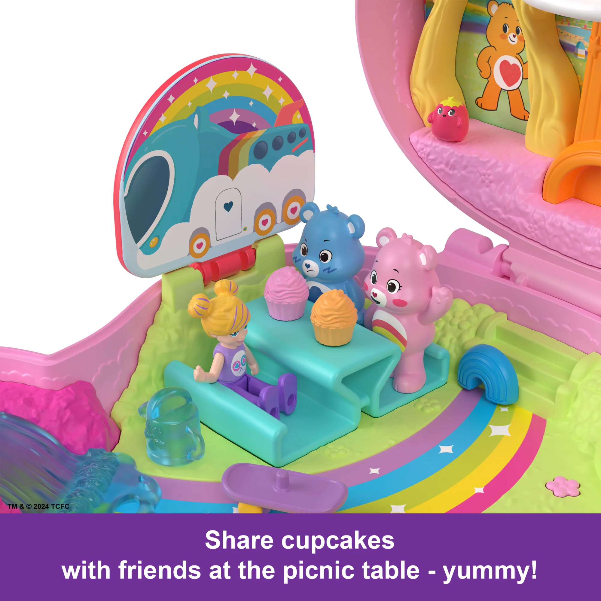 Polly Pocket X Care Bears Dolls & Playset With Toy Car And Themed Accessories, Compact Travel Toy - Image 4
