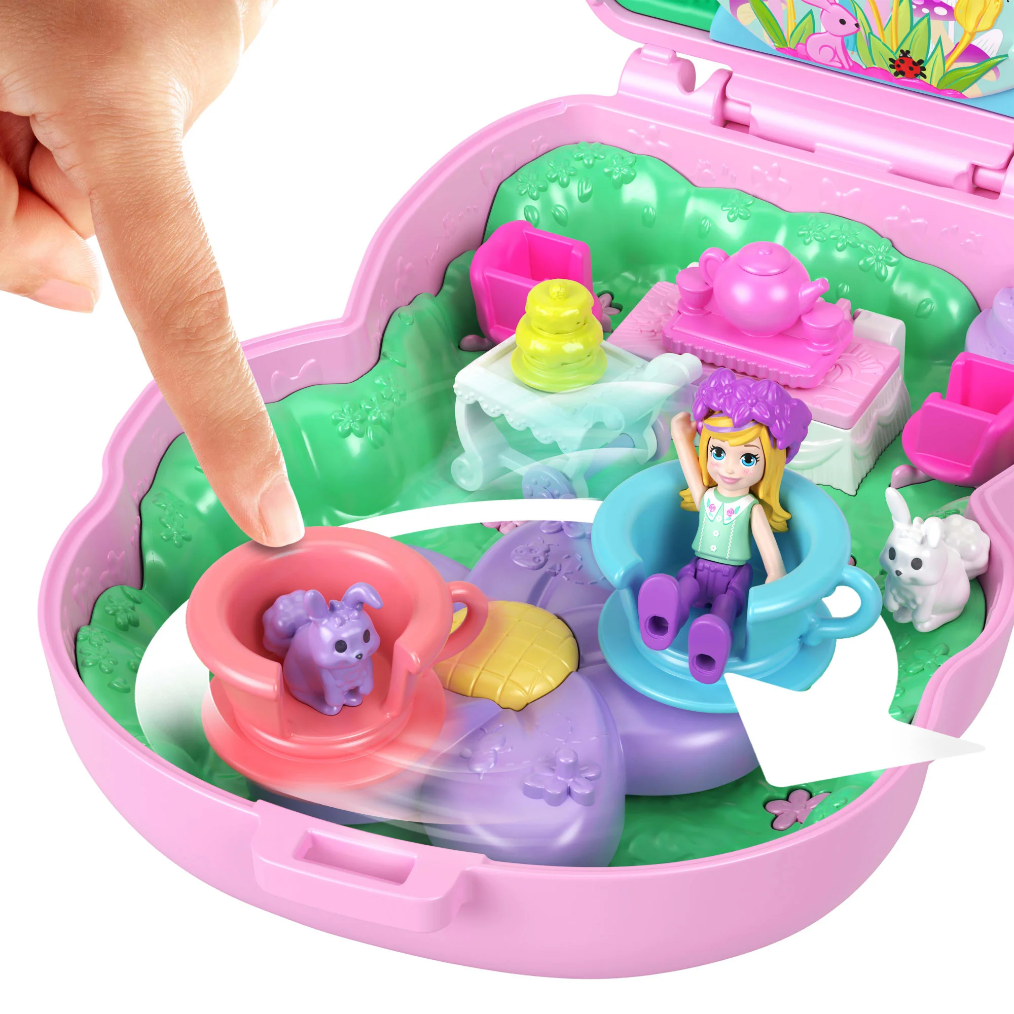 Polly Pocket Coffret Lapin Heure du Thé, Micro-Poupée, Lapins, Acc. - Image 4
