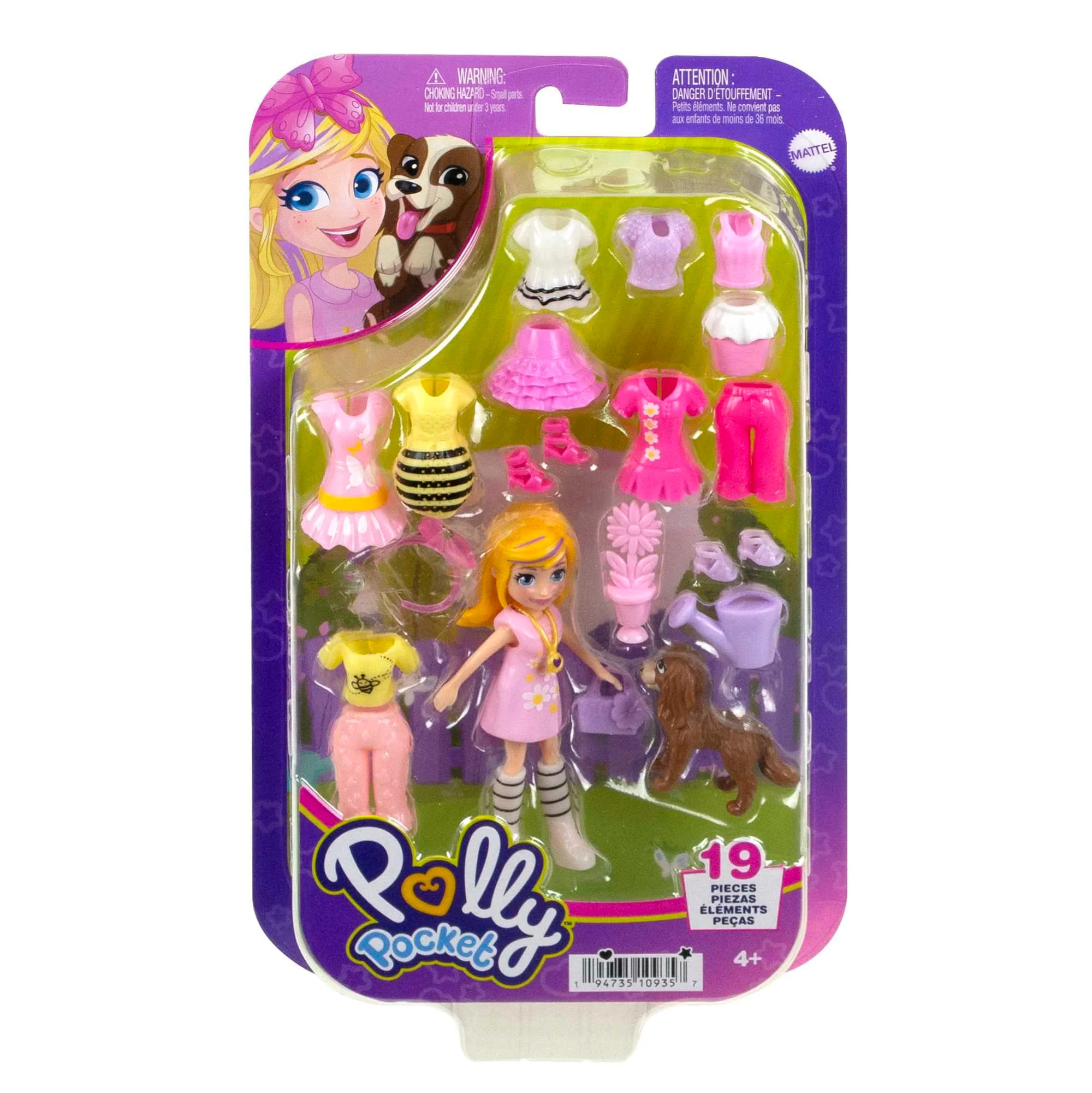 Polly Pocket Coffret Poupée et 18 Accessoires, Chiot et Thème Floral - Image 6
