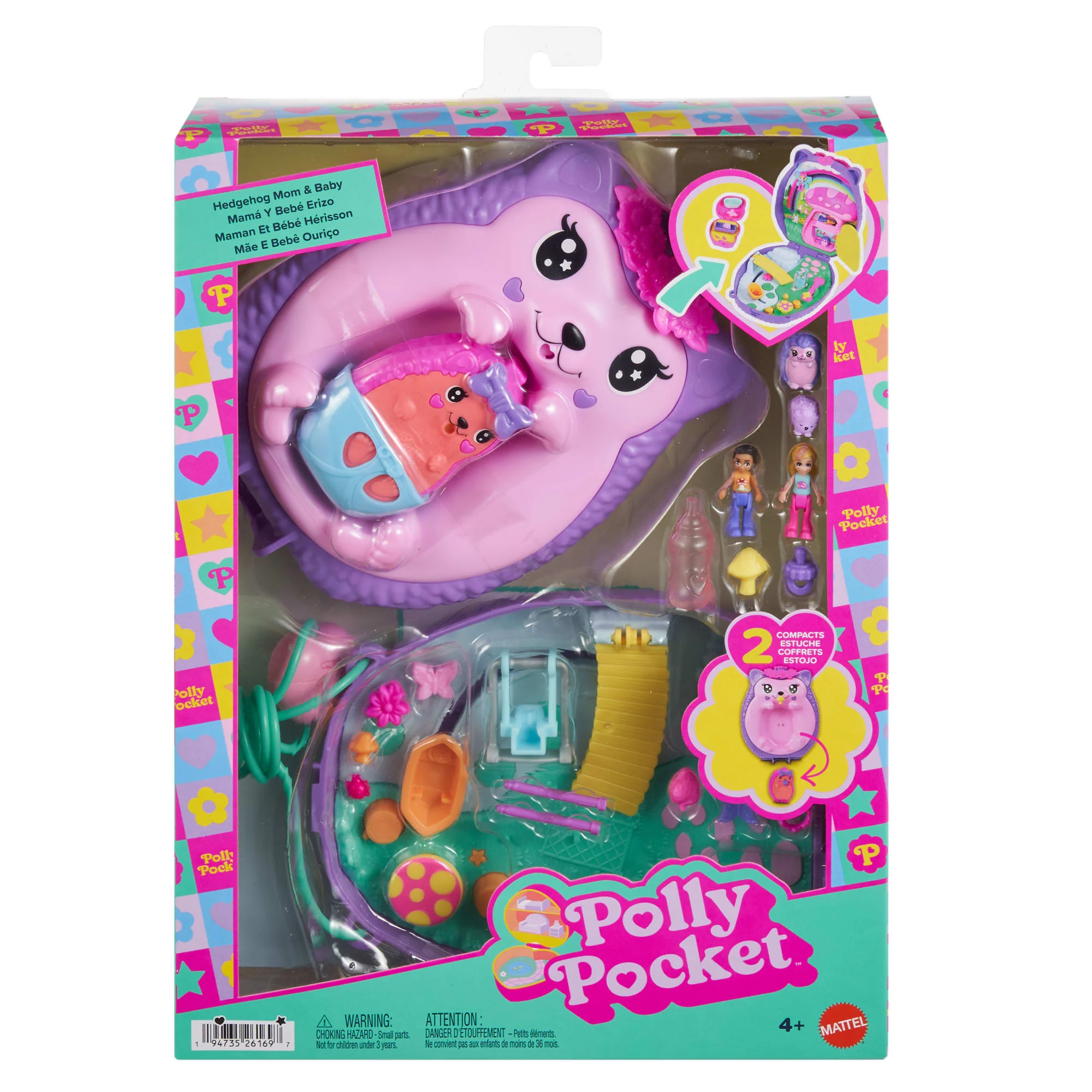 Polly Pocket Conjunto de Brinquedo Compacto Mundo Surpresa Ouriço Mamãe e Bebê - Image 6