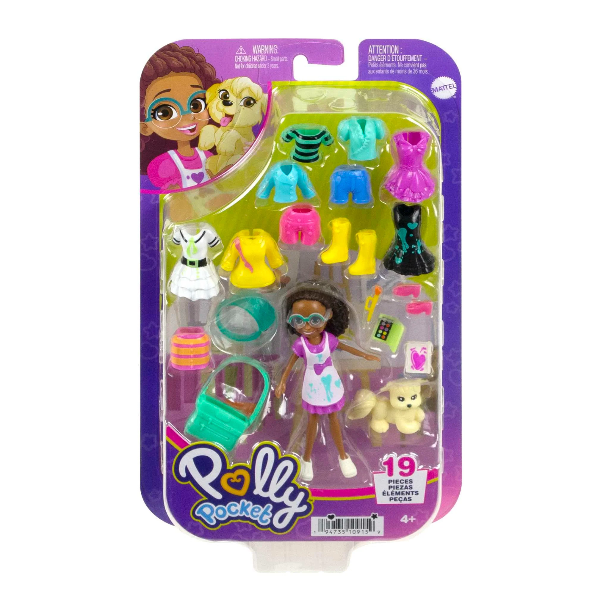 Polly Pocket Conjunto de Brinquedo Pacote de Modas Médio Shani Color Pop - Image 6