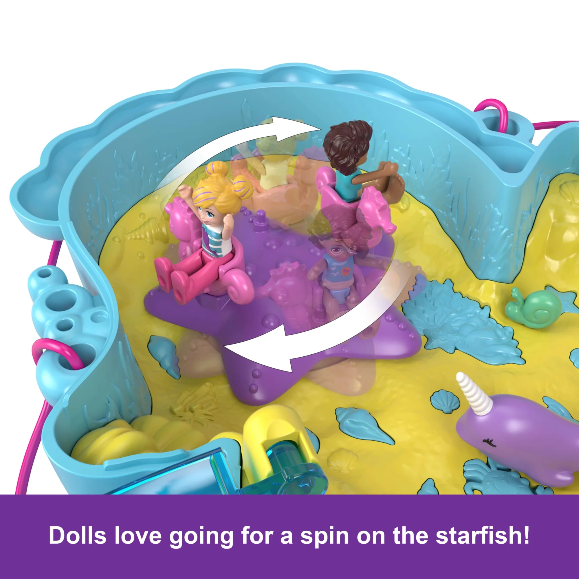 Polly Pocket Daddy & Me Seahorse Purse With 2 Micro Dolls, Pets & 13 Accessories, 2-in-1 Purse & Toy, Starring Shani - Image 3