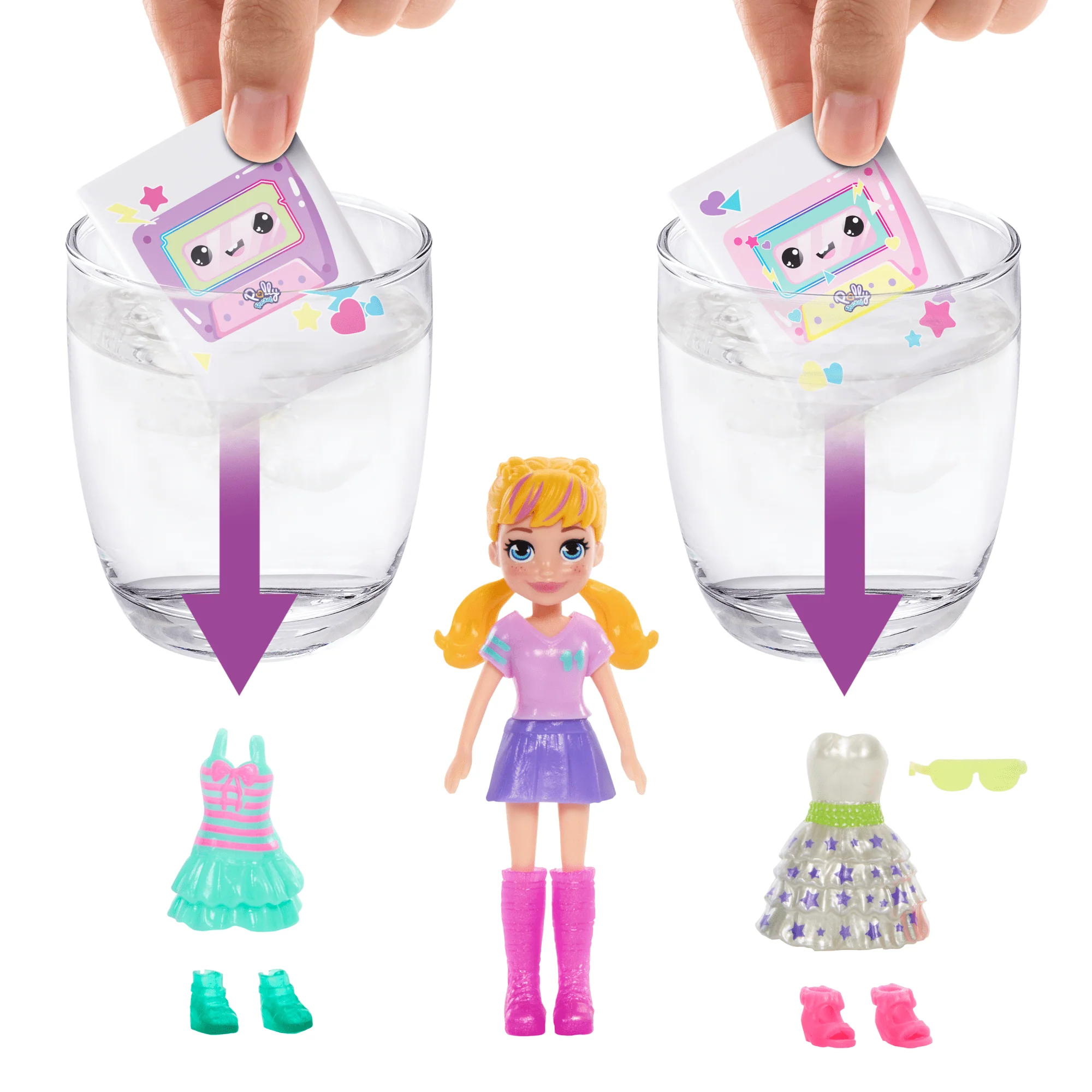 Polly Pocket Disco Dance Fashion Reveal Doll & Playset With Unboxing Surprises & Water Play - Image 4