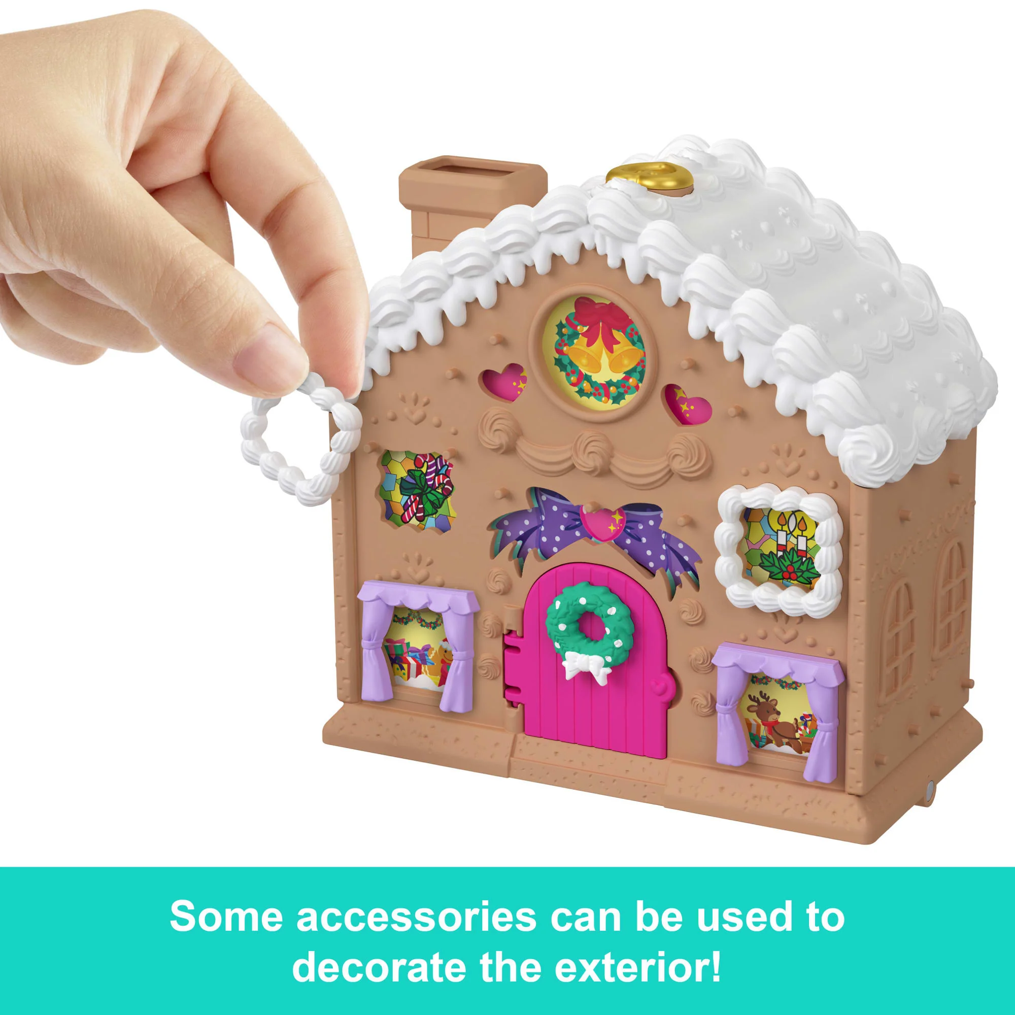 Polly Pocket Doll And Playset Advent Calendar, Diy Gingerbread House With Dollhouse Furniture, And 24+ Holiday Accessories - Image 4