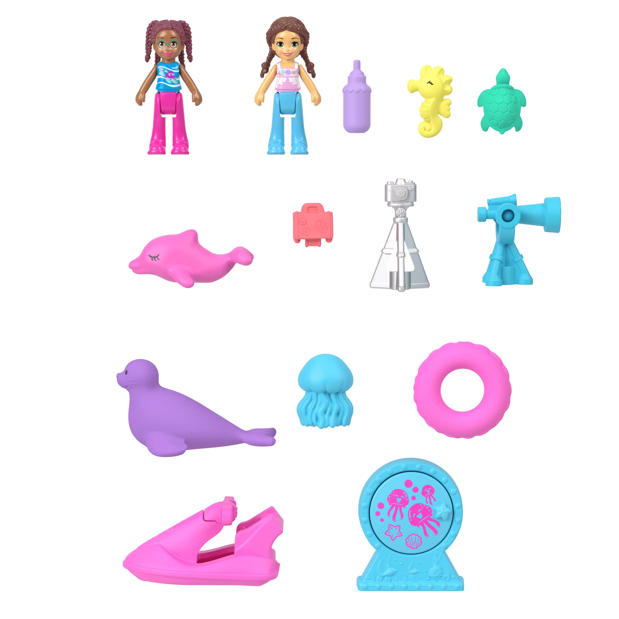 Polly Pocket Dolphin Rescue & Play Compact With 2 Micro Dolls And Sea Pets, Animal Toy With Ocean Accessories - Image 3