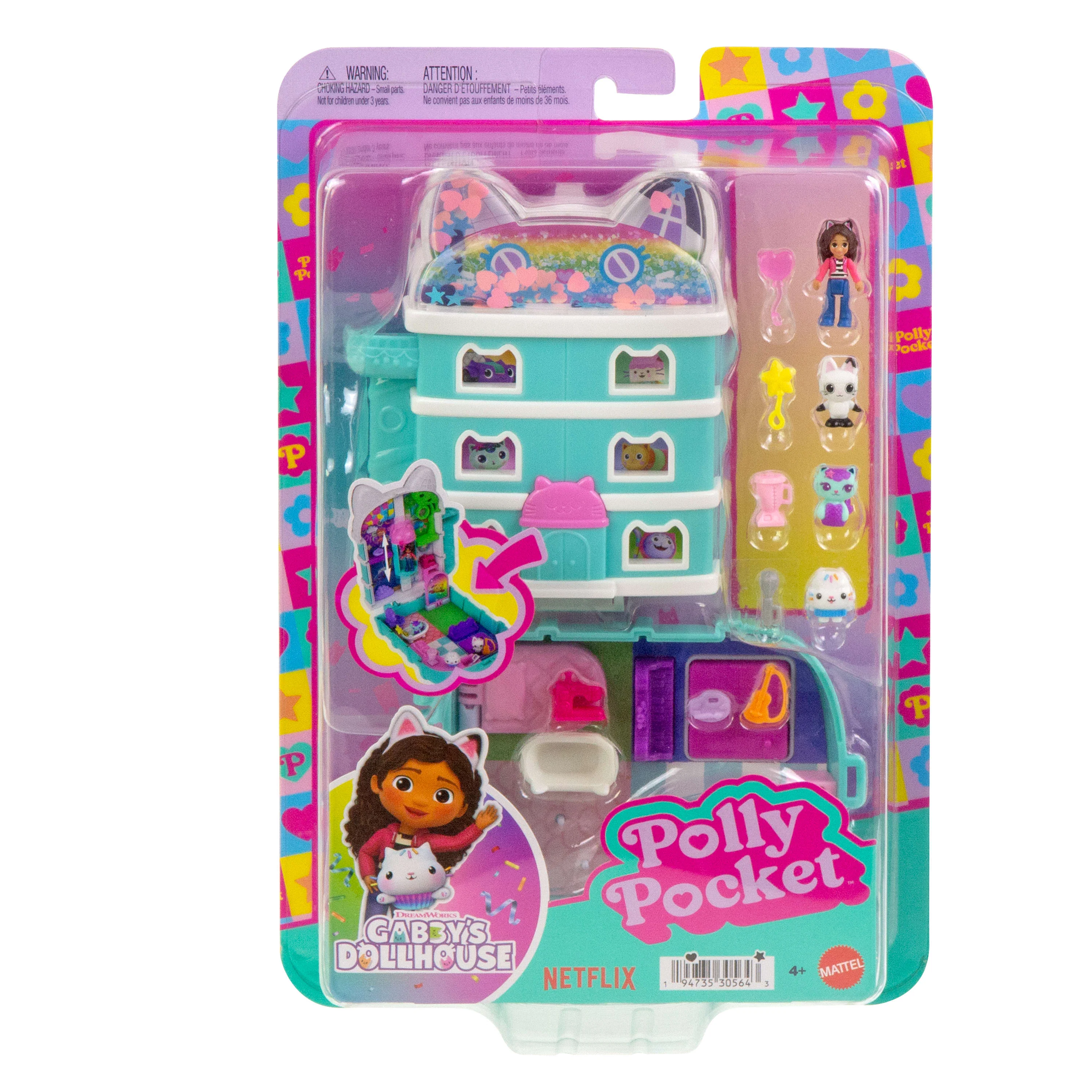 Polly Pocket Micro Dolls And Playset, Gabby's Dollhouse Compact With 9 Accessories & Pet Cat Friends - Image 6