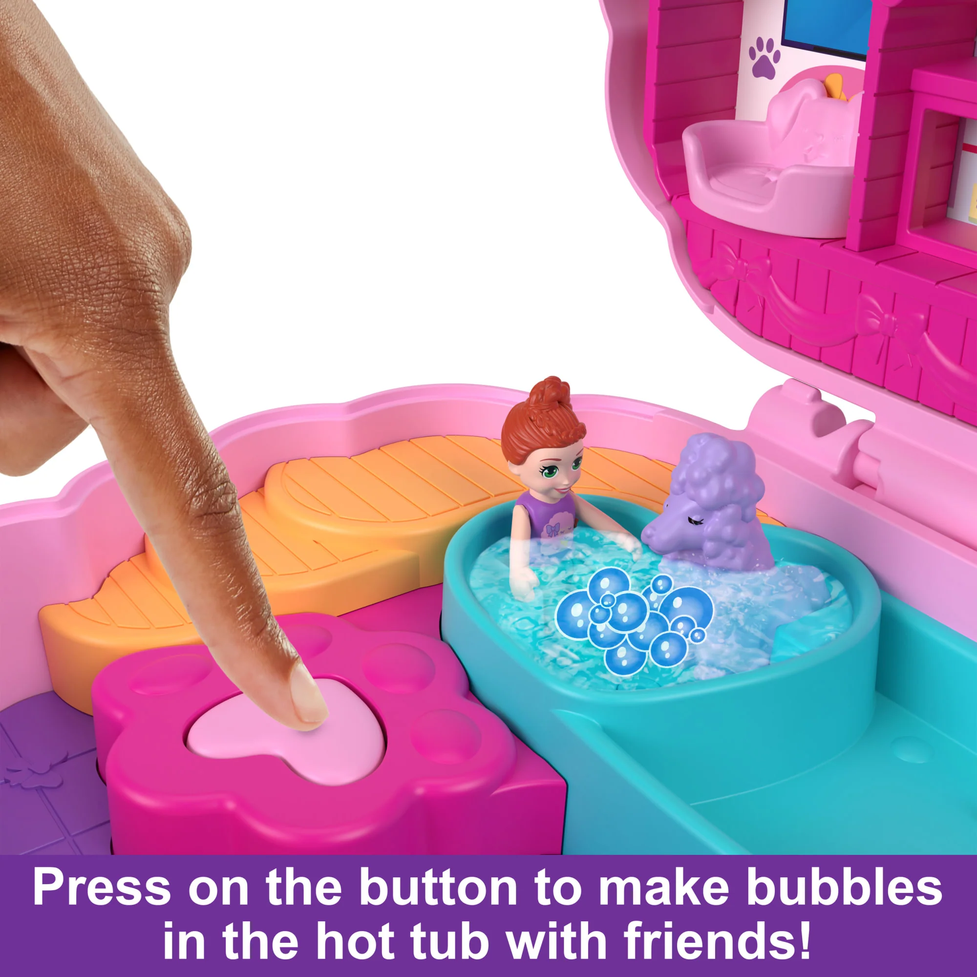 Polly Pocket Dolls And Playset, Animal Toys Groom & Glam Poodle Compact Playset - Image 3