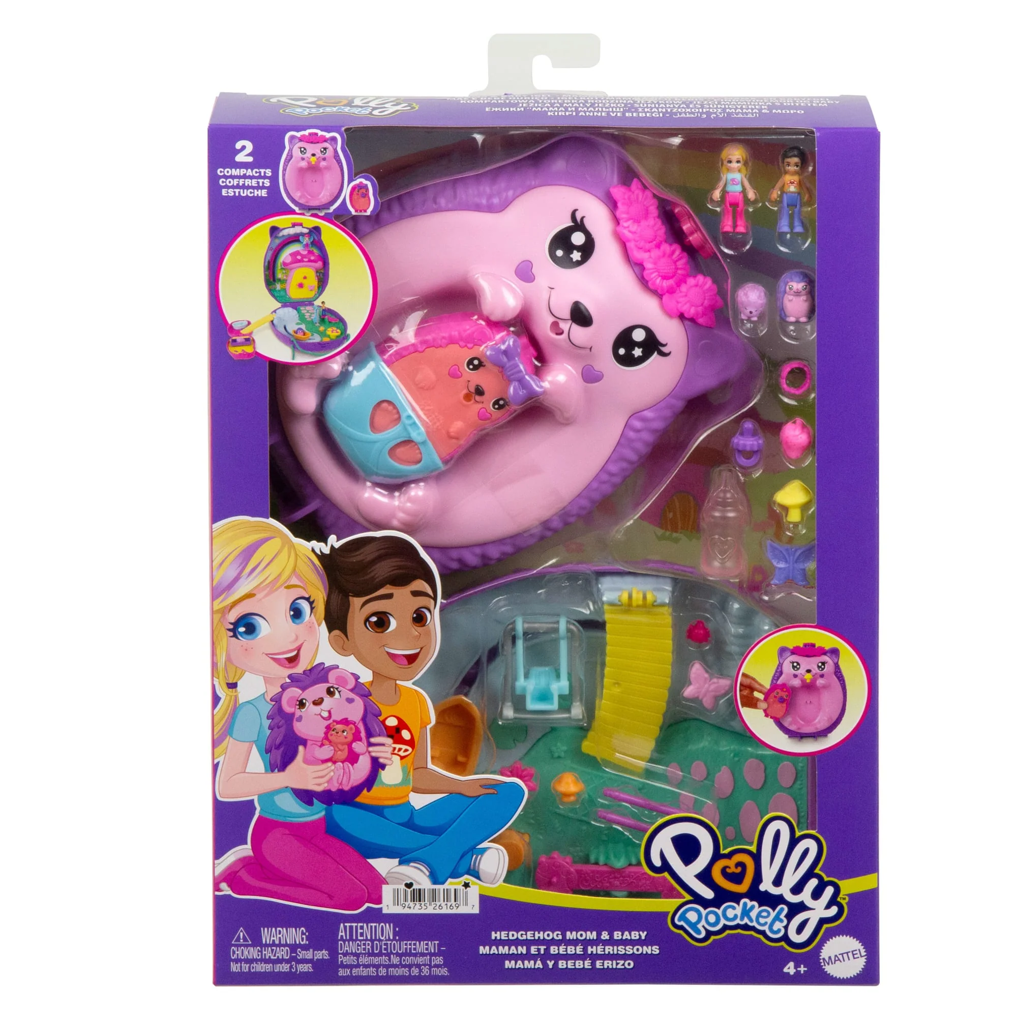 Polly Pocket Hedgehog Mom & Baby Purse Playset With 2 Dolls & 16 Accessories including Pets - Image 6