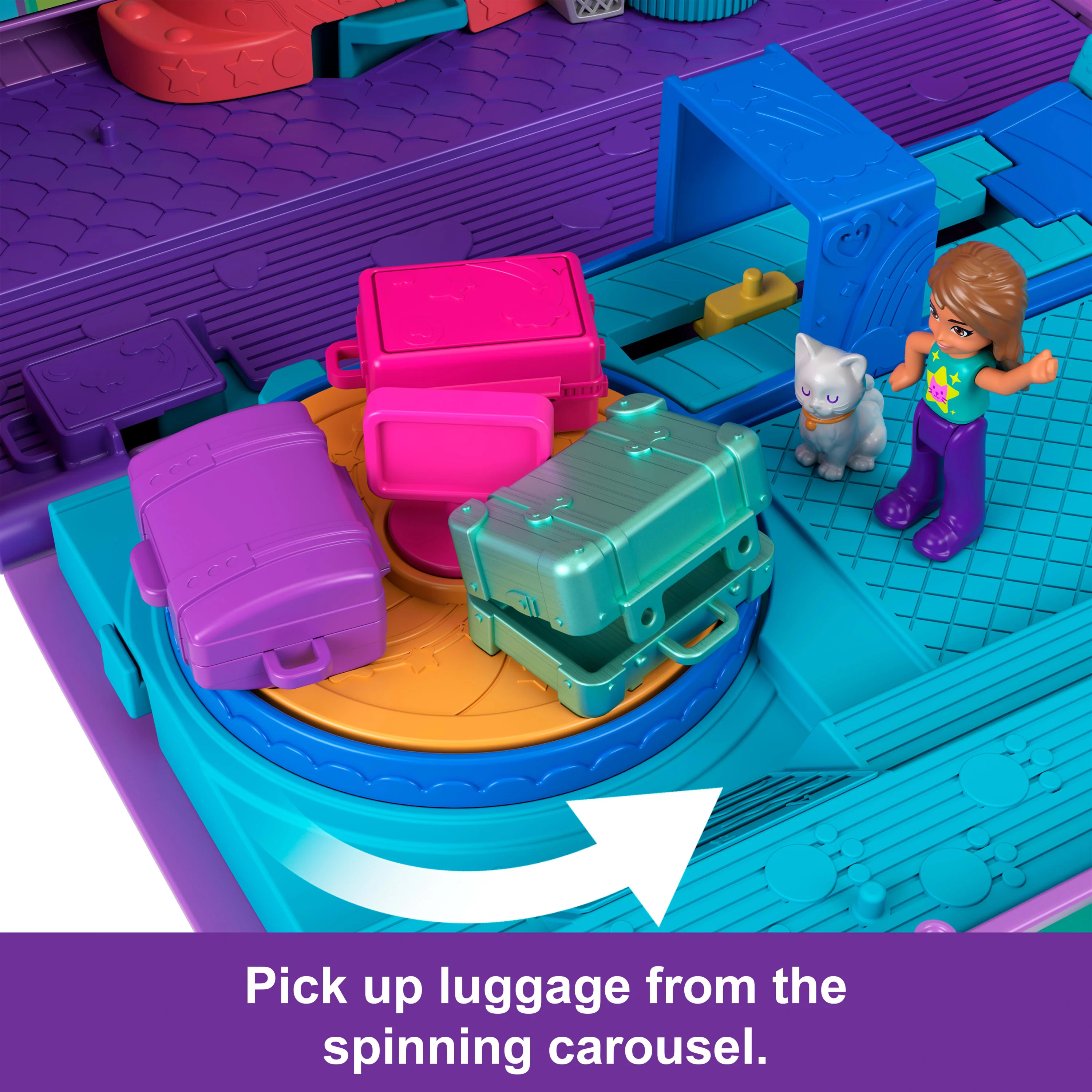 Polly Pocket Kitty Airways Playset With 2 Micro Dolls And Pet, Airplane Travel Toy With Accessories - Image 3