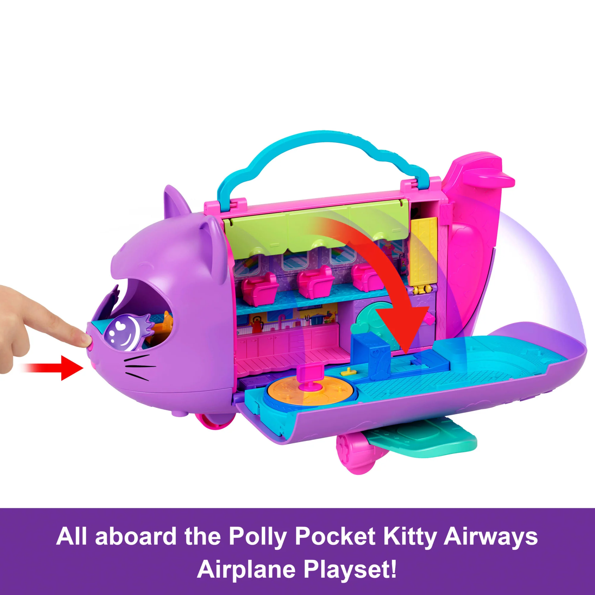 Polly Pocket Kitty AIrways Playset With 2 Micro Dolls And Pet, AIrplane Travel Toy With Accessories - Image 3