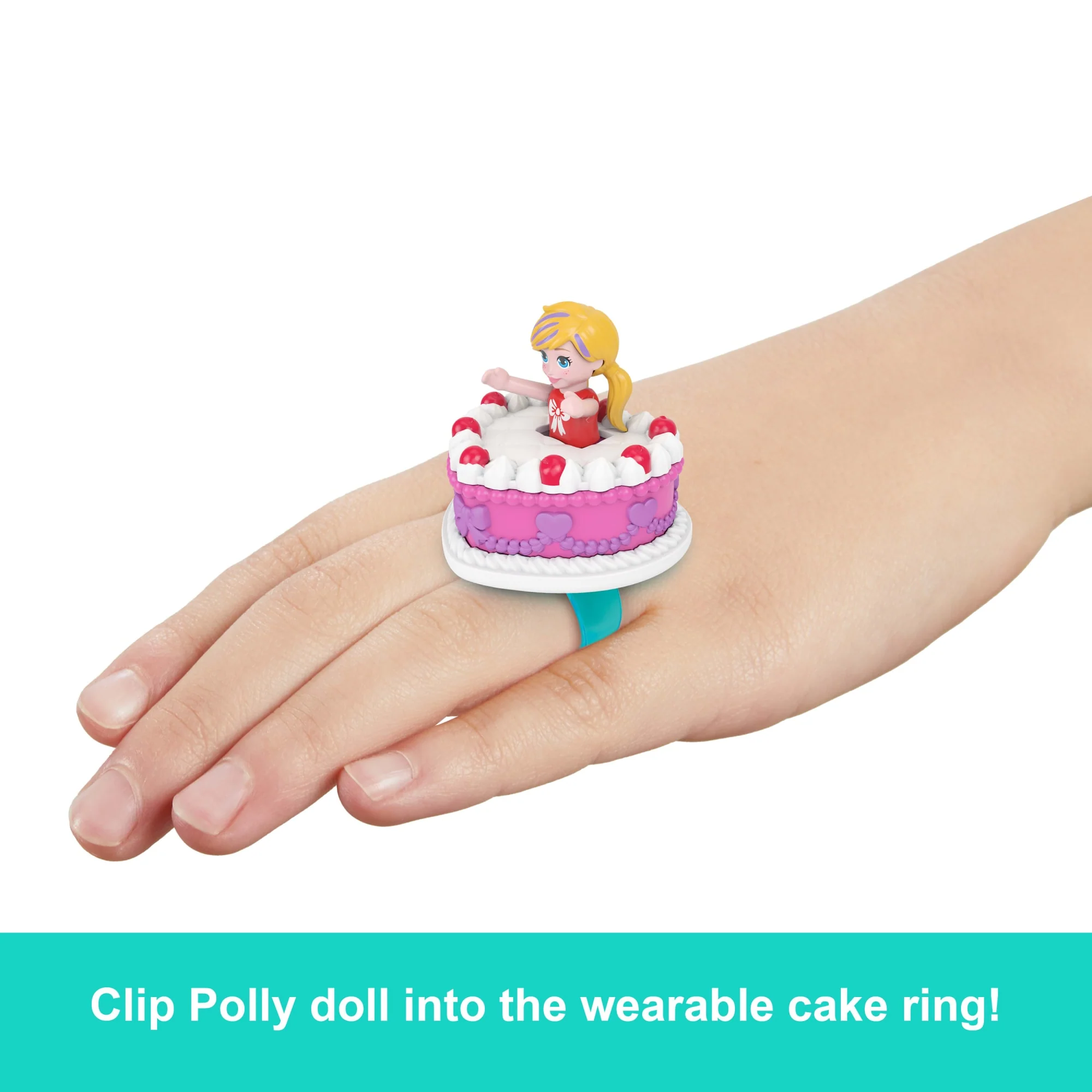 Polly Pocket Doll & Playset, Mattel 80th Anniversary Ring Box, Jewelry Box With Pet And Wearable Ring, Celebration Theme - Image 2