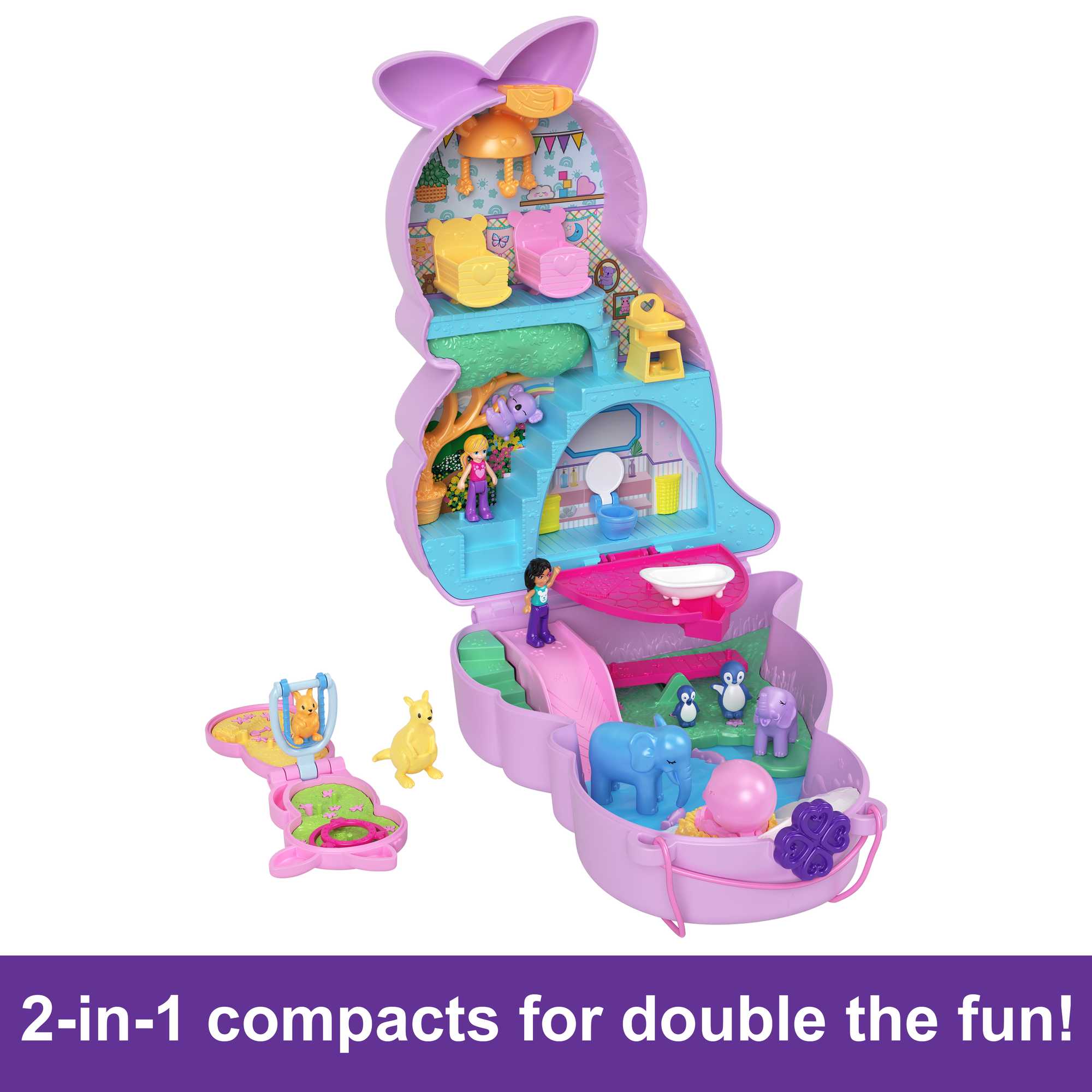 Polly Pocket™ Mini Toys, Mama and Joey Kangaroo Purse Playset With 2 Dolls - Image 5