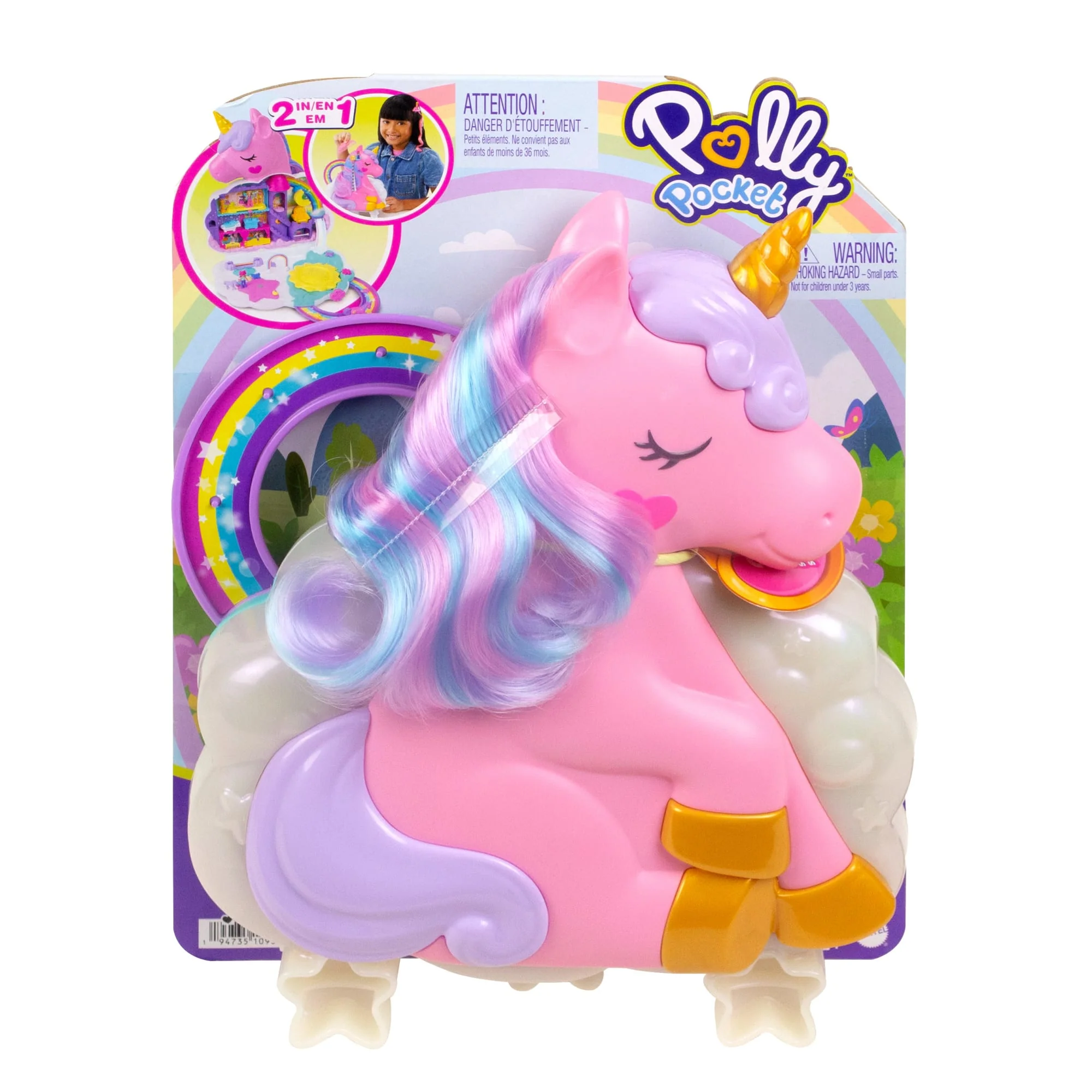 Polly Pocket Mini Toys, Rainbow Unicorn Salon Playset With 2 Dolls And 20+ Accessories - Image 6