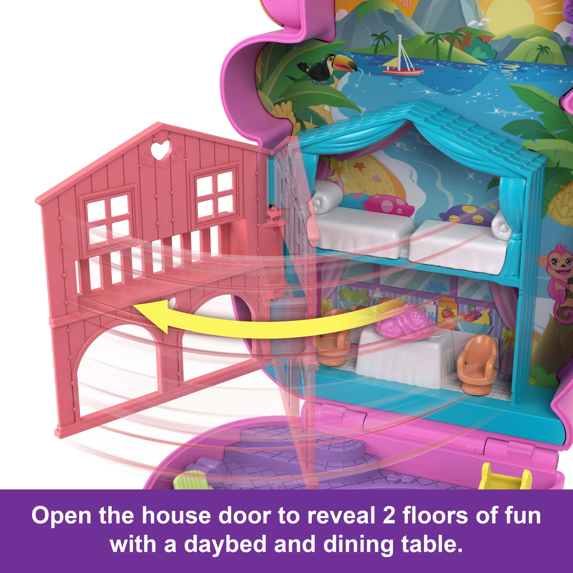 Polly Pocket Momma Monkey & Baby Playset With 2 Micro Dolls, Pets & 13 Accessories, 2-in-1 Purse & Toy - Image 5