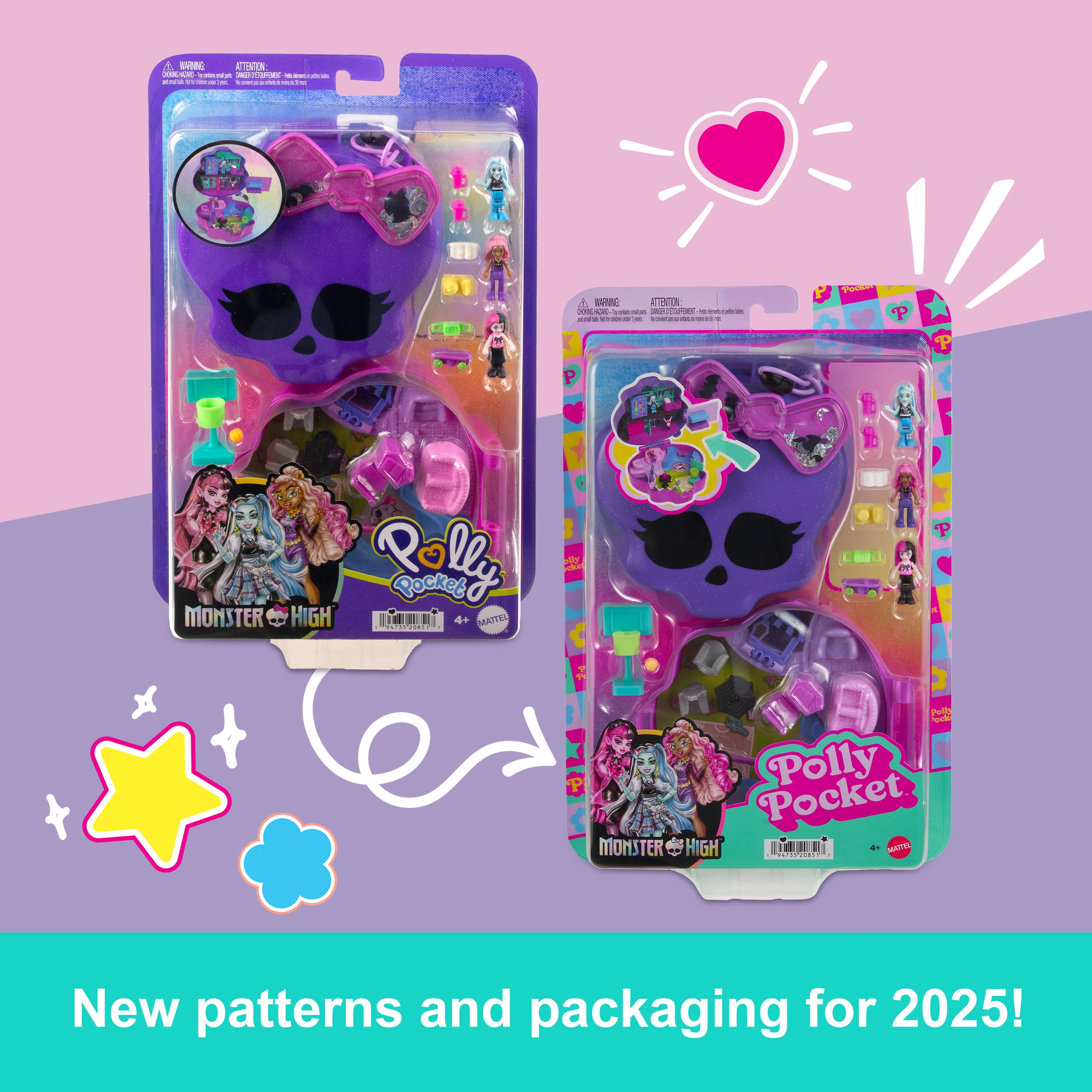 Polly Pocket Monster High Compact With 3 Micro Dolls & 10 Accessories, Opens To High School - Image 6