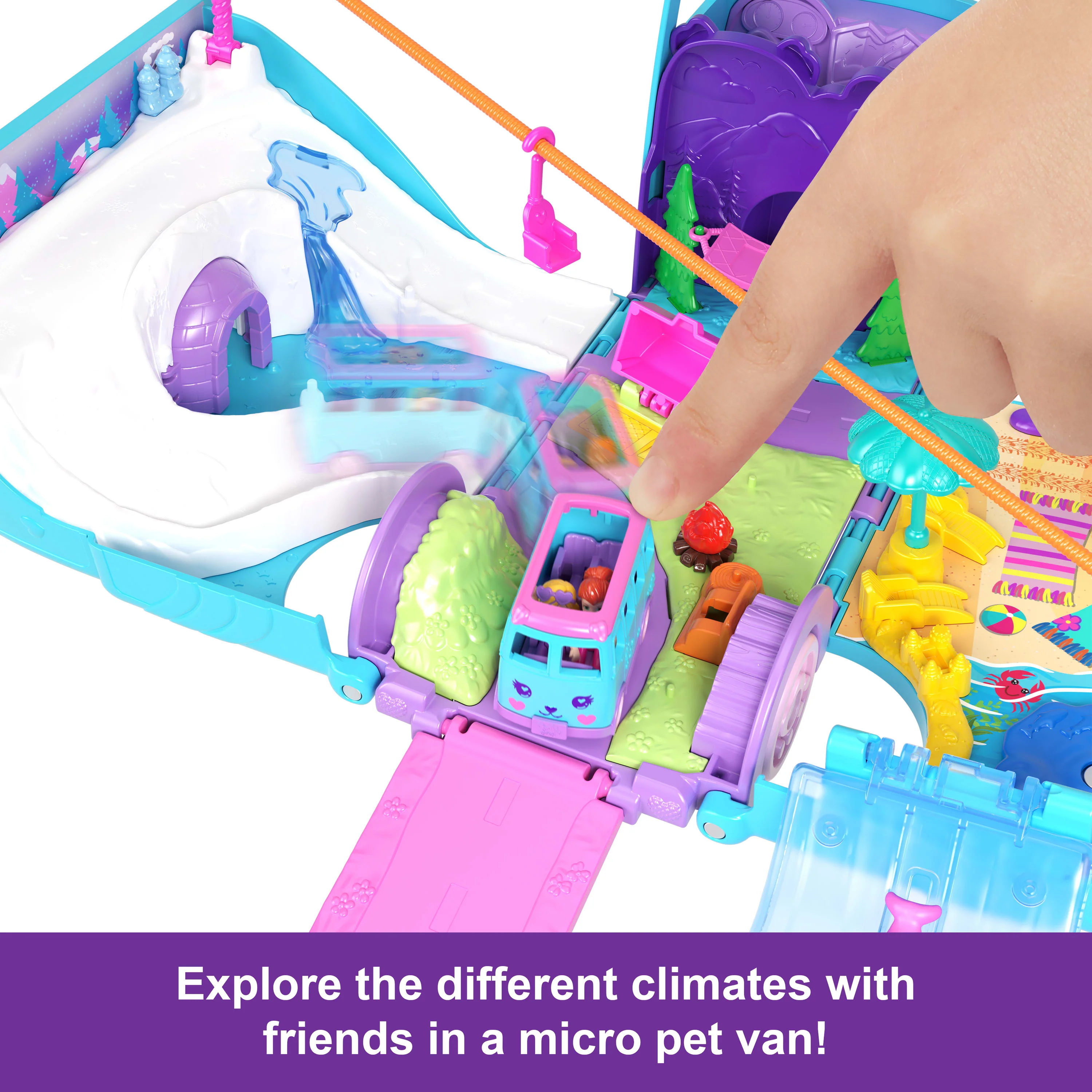 Polly Pocket Pet Mobile Adventure Playset With Micro Dolls & Transforming Camper Van, Pets & Toy Car - Image 4
