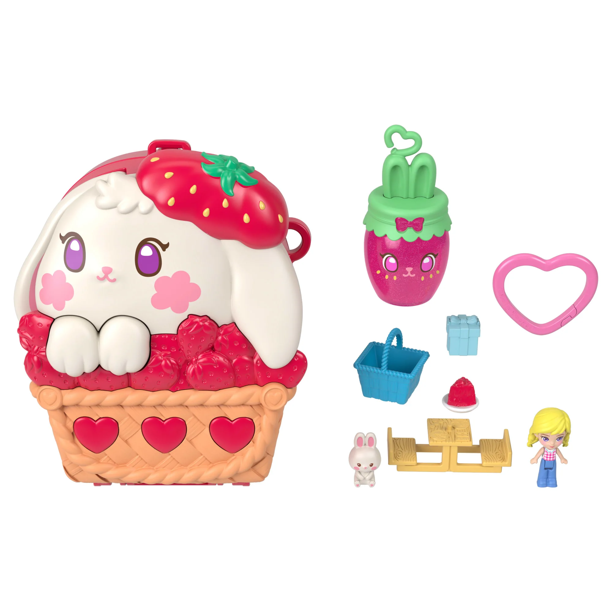 Polly Pocket Picnic Bunny Compact Playset With 1 Micro Doll And Pet, Travel Toy With Fruit Accessories