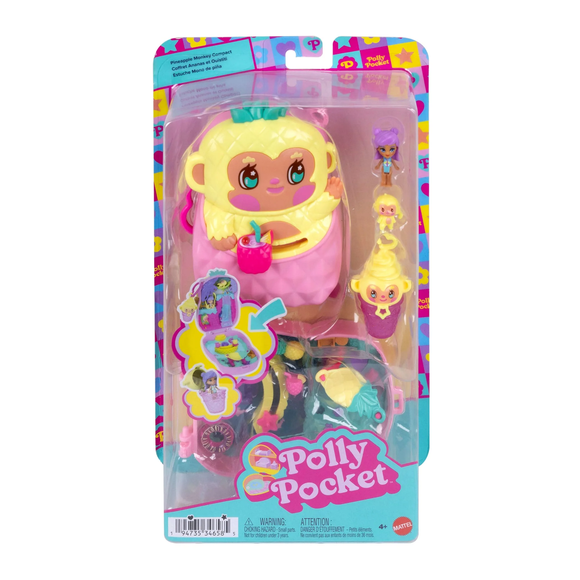 Polly Pocket Pineapple Monkey Compact Playset With 1 Micro Doll And Pet, Travel Toy With Fruit Accessories - Image 6