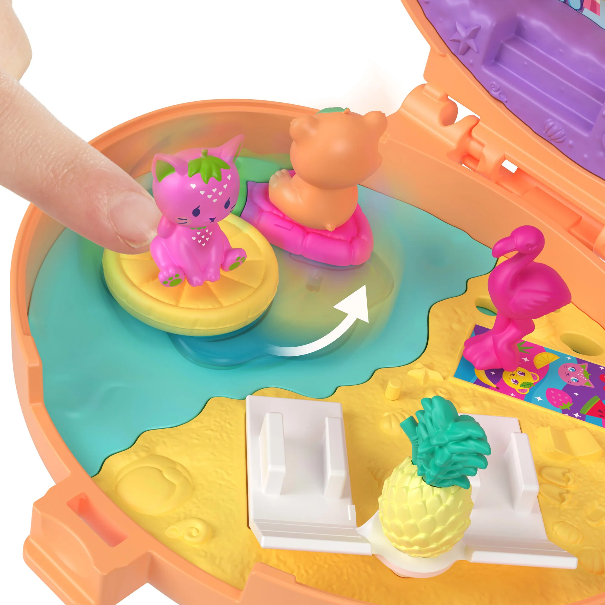 Polly Pocket Plushie Bear Compact, Doll & Keychain Playset With Pets, Fruit Themed Accessories - Image 5