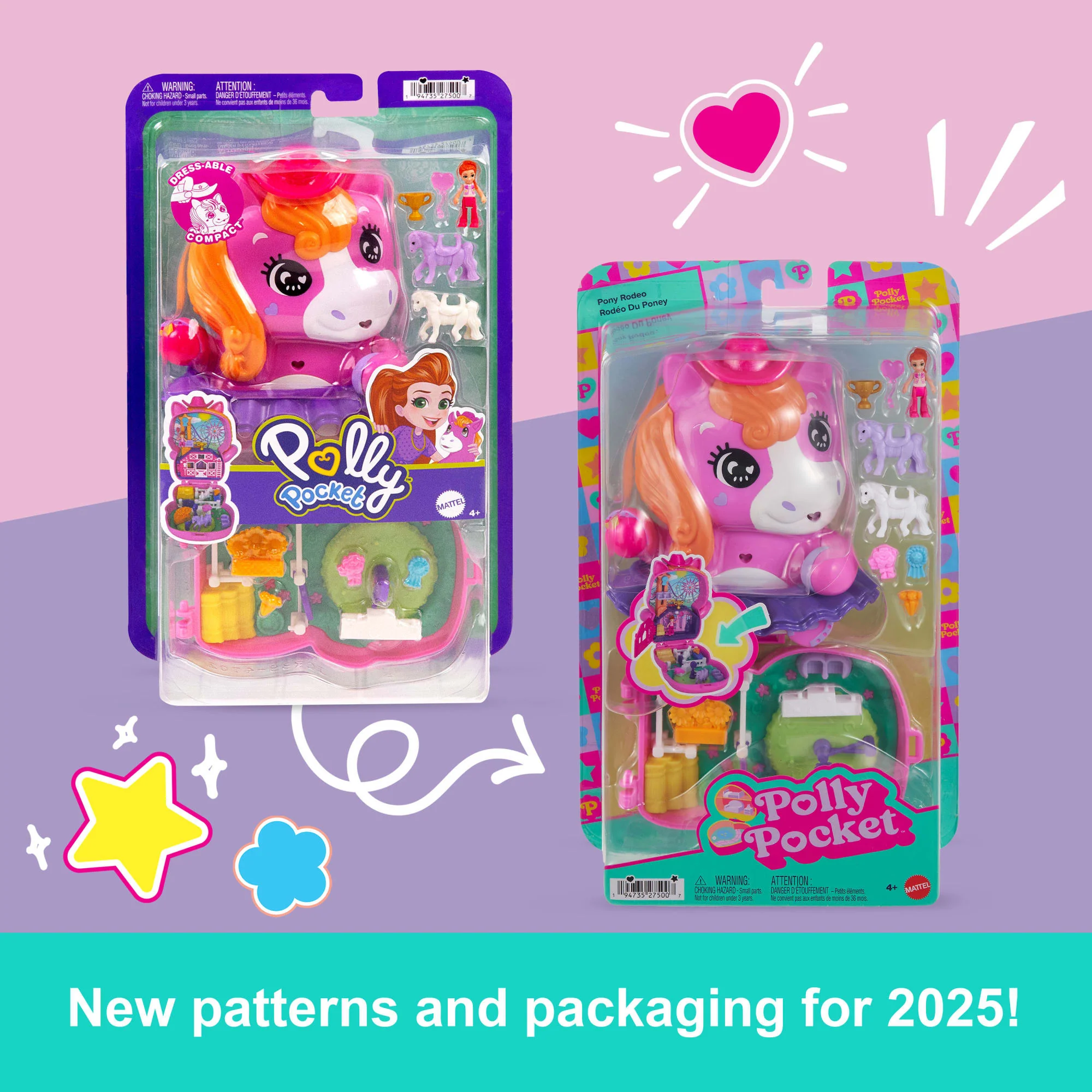 Polly Pocket Pony Rodeo Compact Playset With 1 Micro Doll And Pet Horses, Travel Toy With Food & Styling Accessories - Image 6