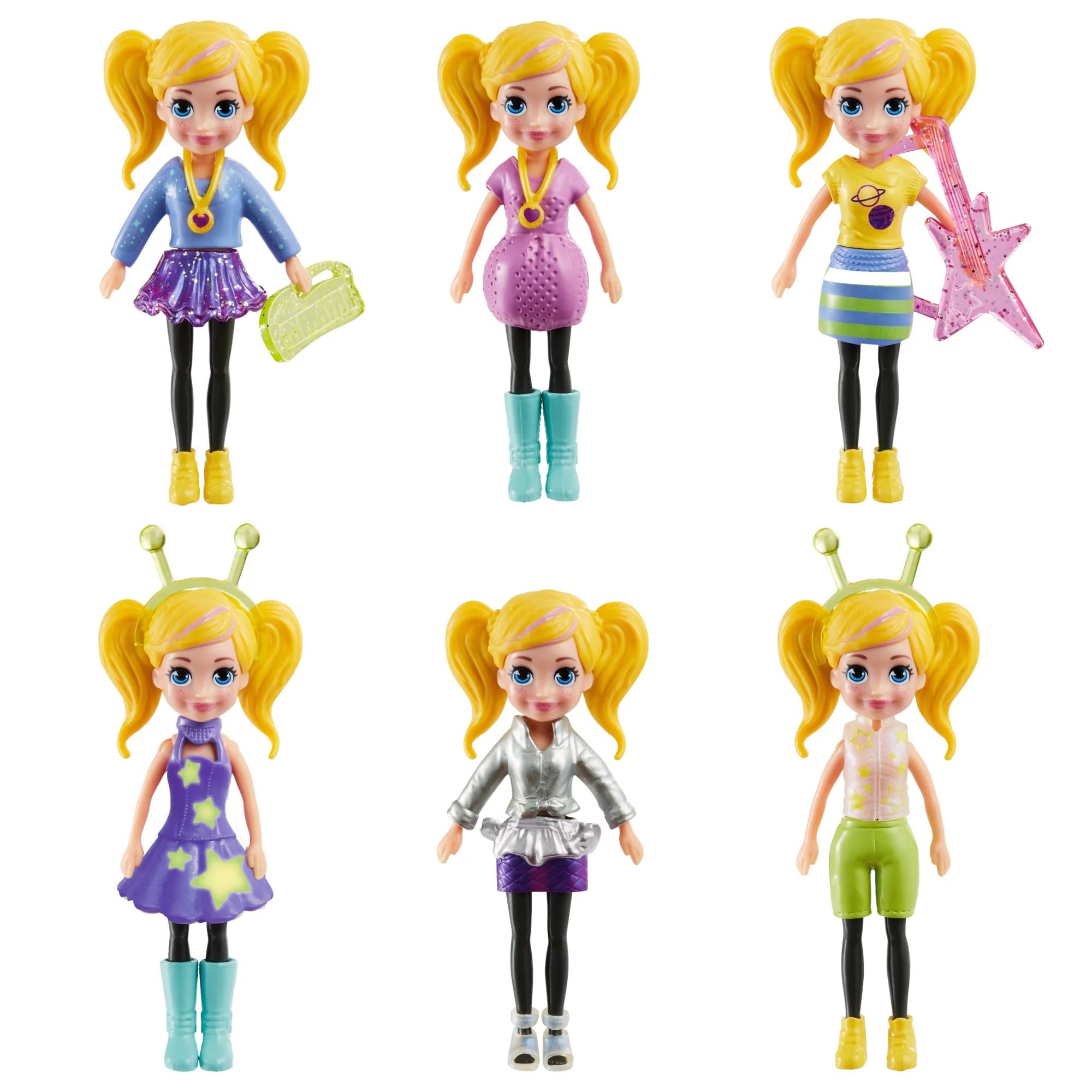 Polly Pocket 2 Dolls And 25 Accessories, Glow-in-The-Dark Pop Star Starlight Fashion Pack - Image 3