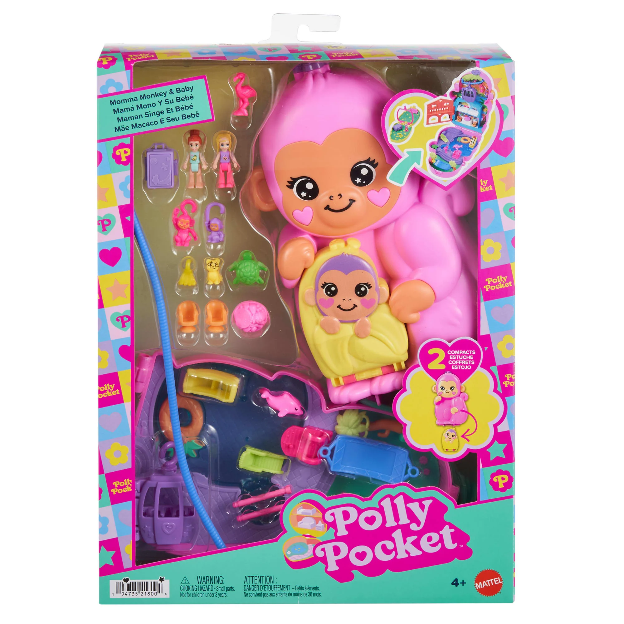 Polly Pocket Set de Juego Mundo Sorpresa Mamá Mono y su Bebé - Image 6