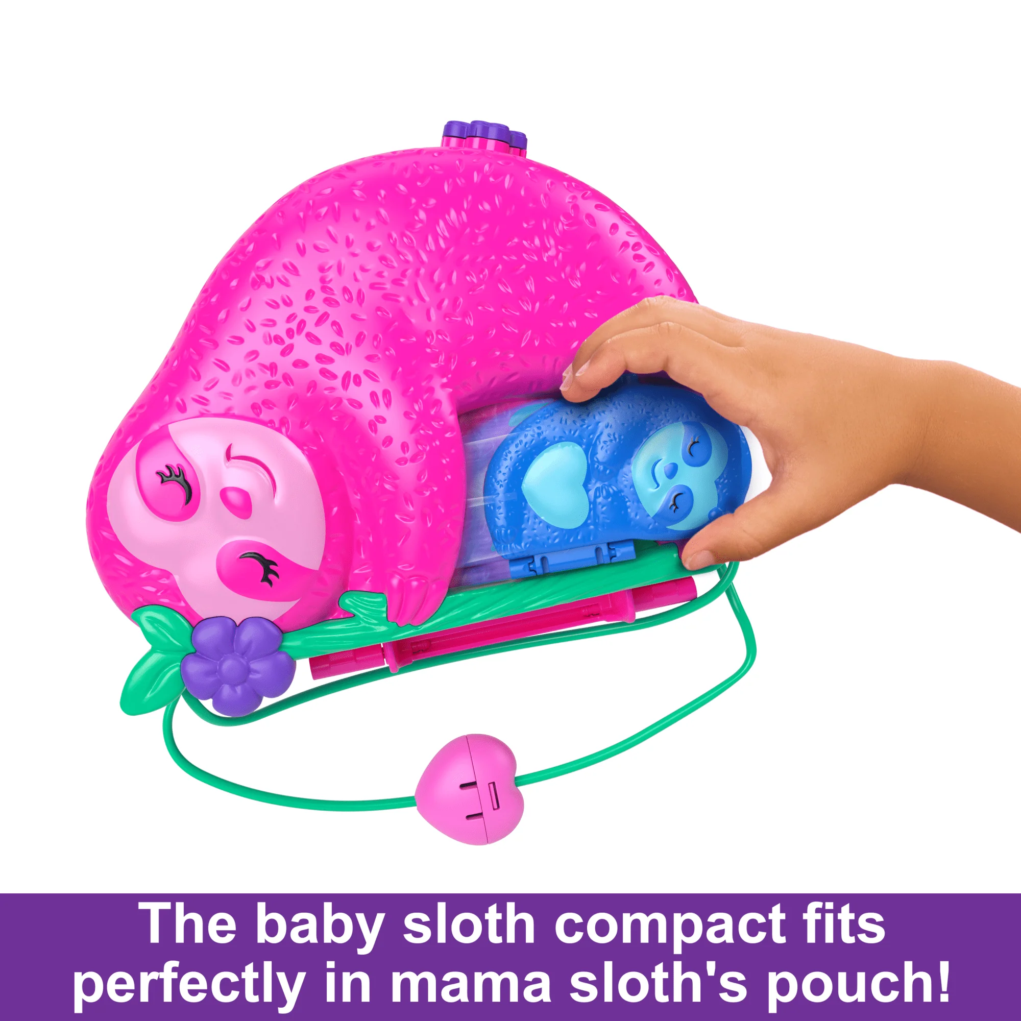 Polly Pocket Dolls And Playset, Travel Toys, Sloth Family 2-in-1 Purse Compact - Image 3