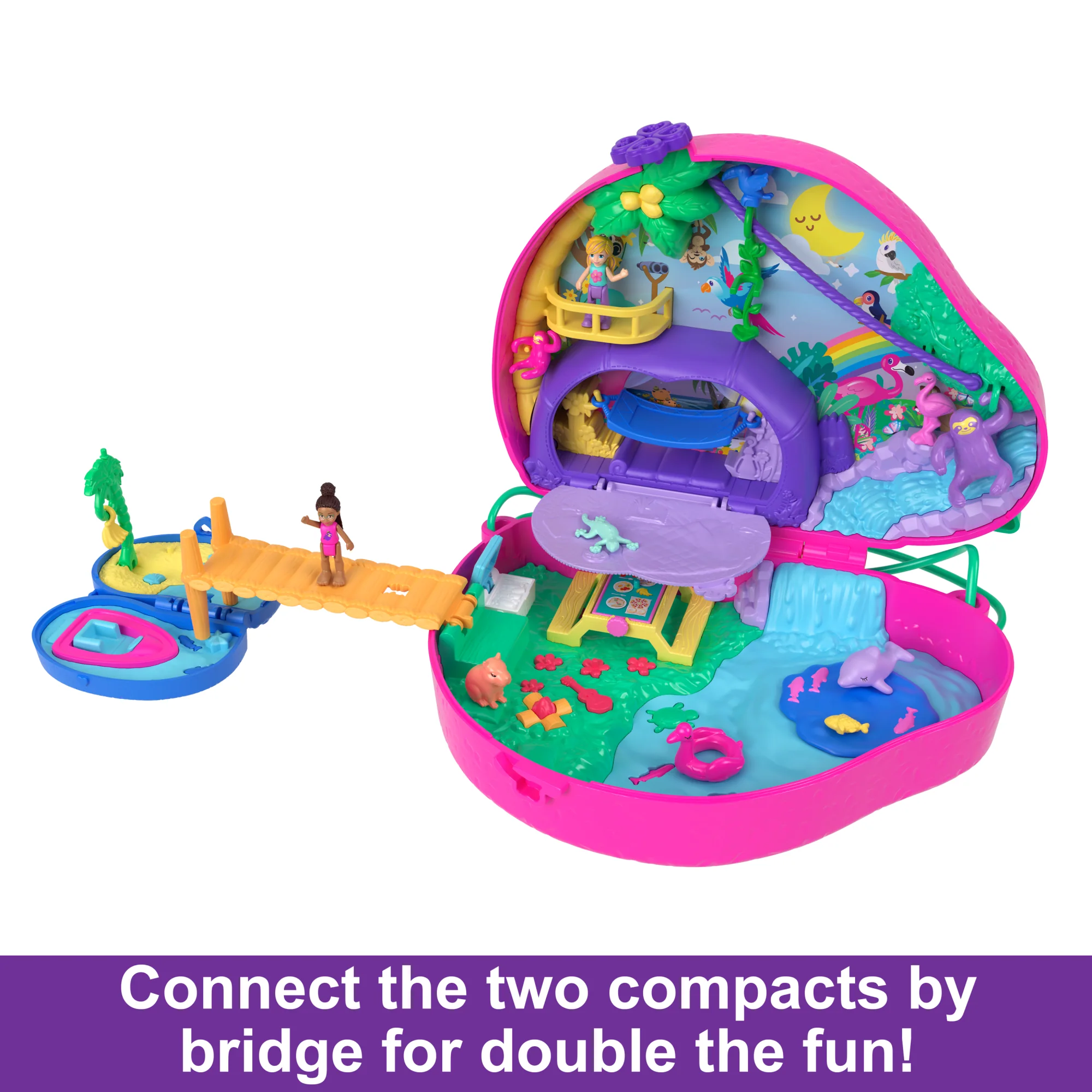 Polly Pocket Dolls And Playset, Travel Toys, Sloth Family 2-in-1 Purse Compact - Image 4