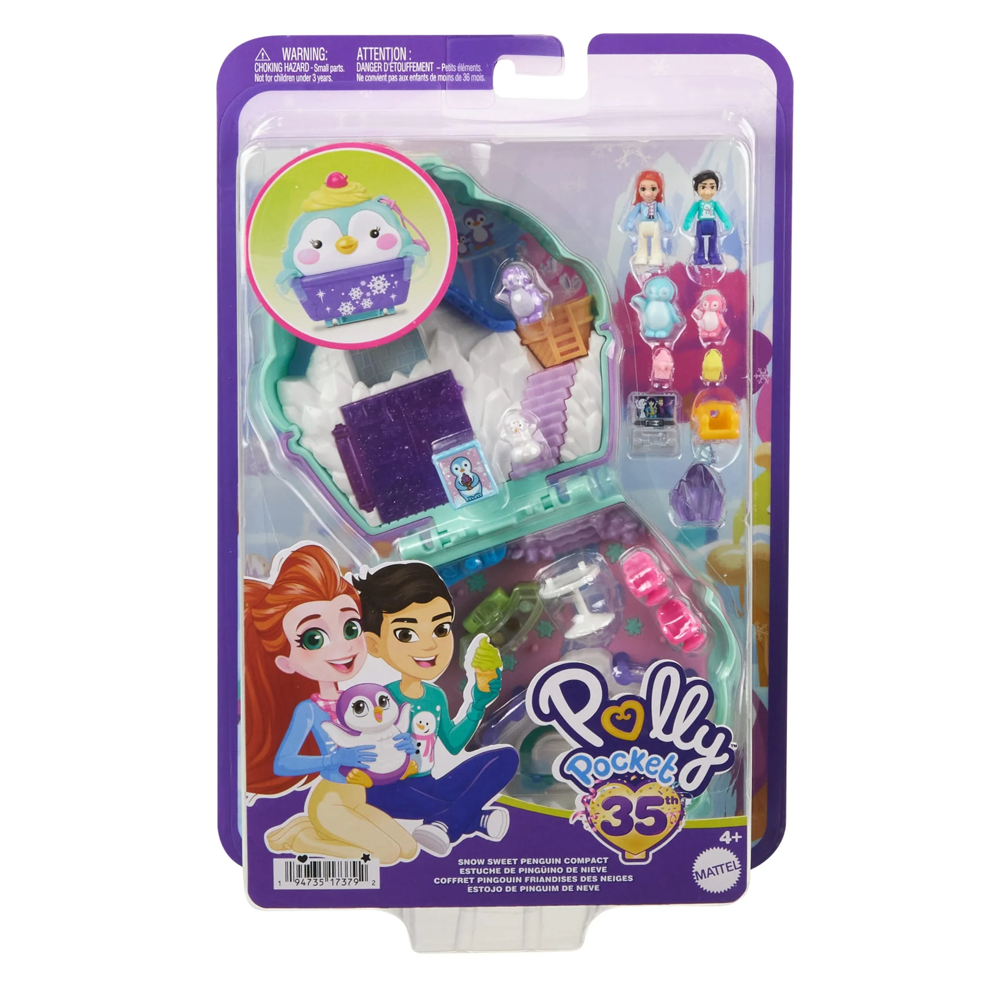 Polly Pocket Dolls And Playset, Travel Toys, Snow Sweet Penguin Compact - Image 6