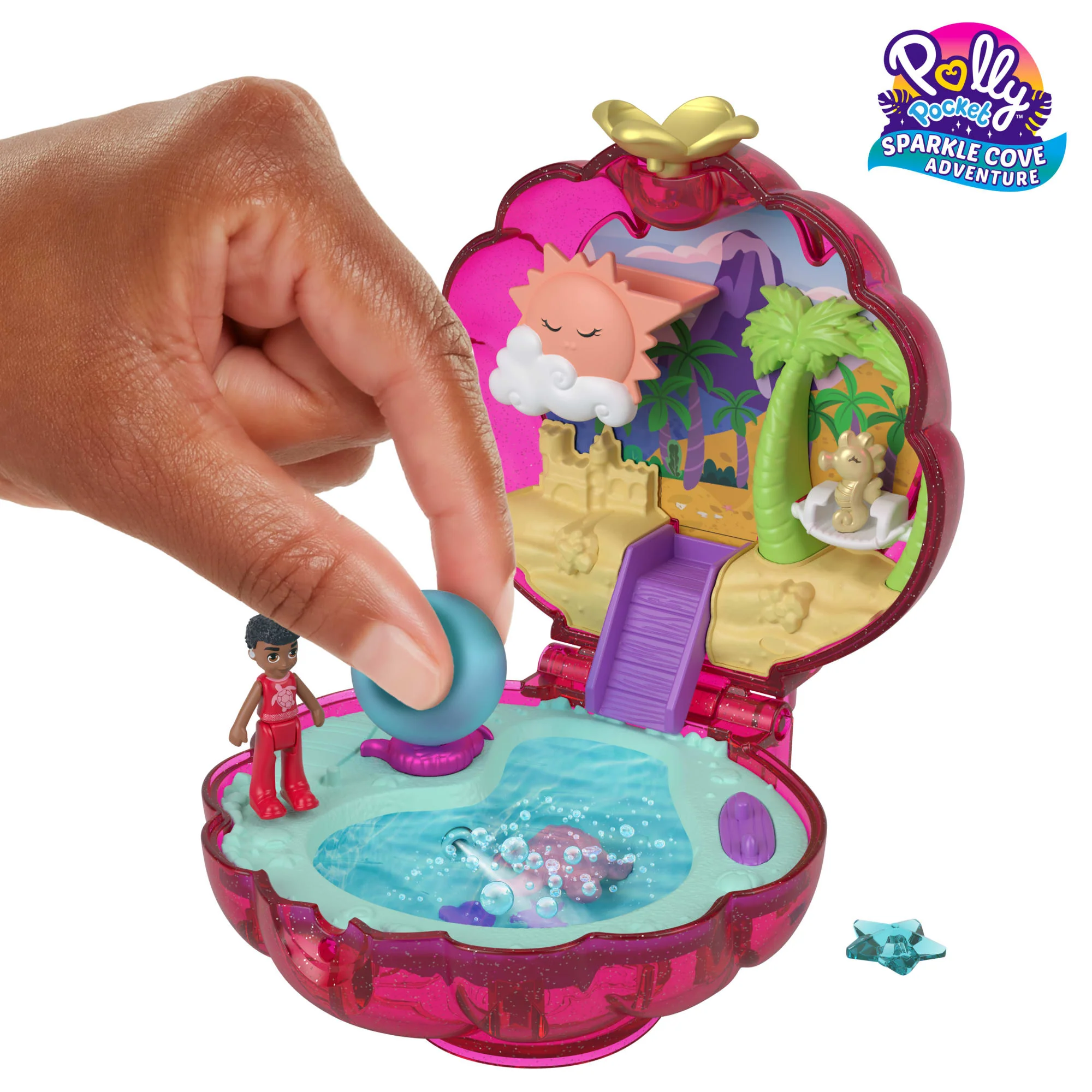Polly Pocket Sparkle Cove Adventure Beach Compact Playset With Micro Doll, Accessories & Surprise - Image 4