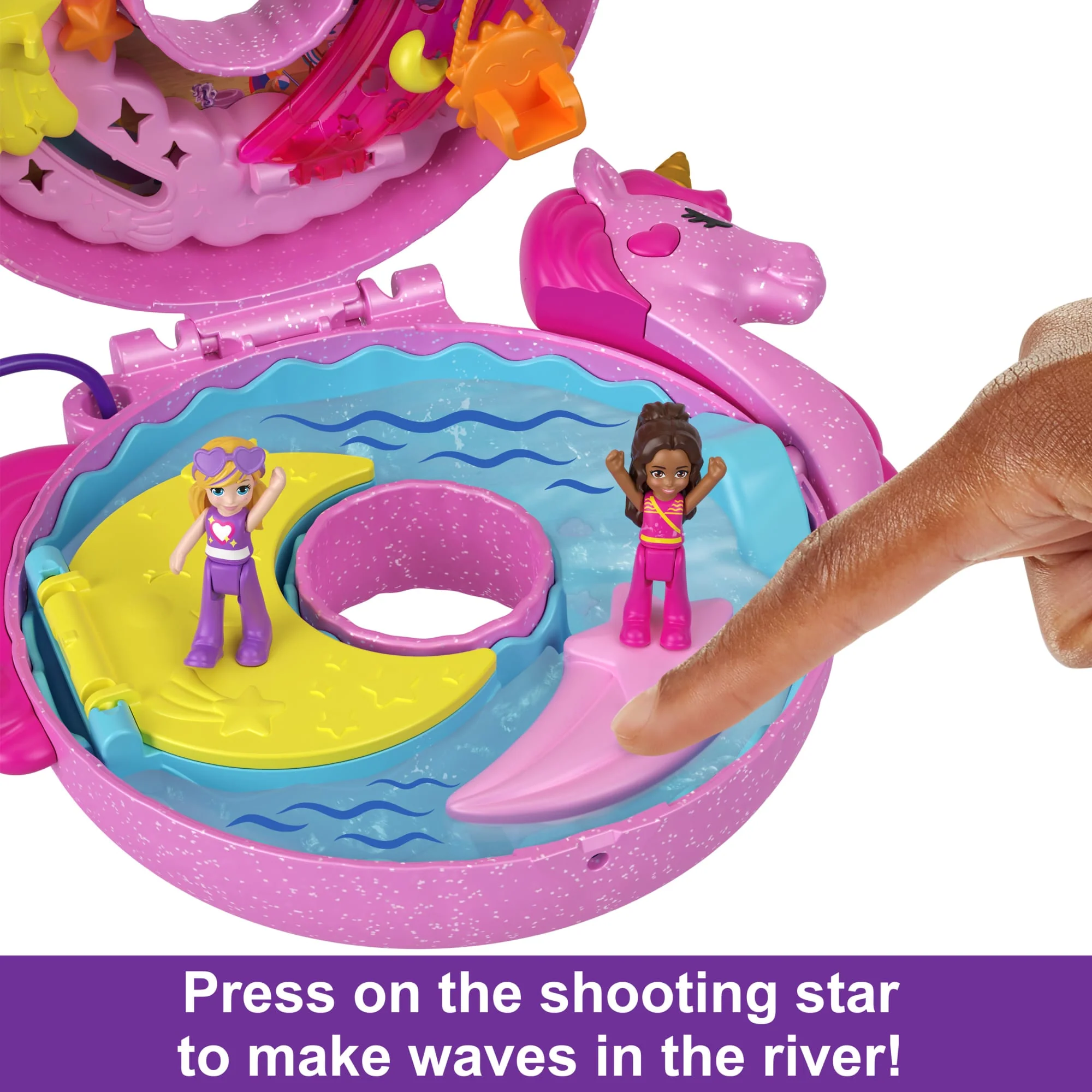 Polly Pocket Dolls And Playset, Unicorn Toys, Sparkle Cove Adventure Unicorn Floatie Compact - Image 3