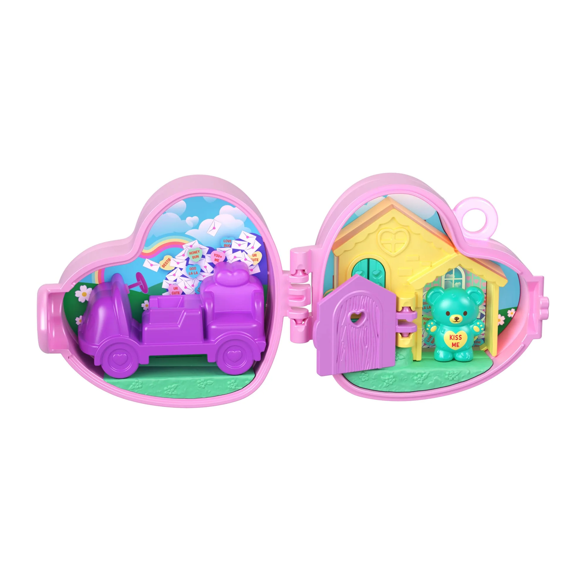 Polly Pocket X Sweethearts Doll & 2 Playsets With 7 Accessories, Compact Travel Toy With Keychain Clip - Image 3