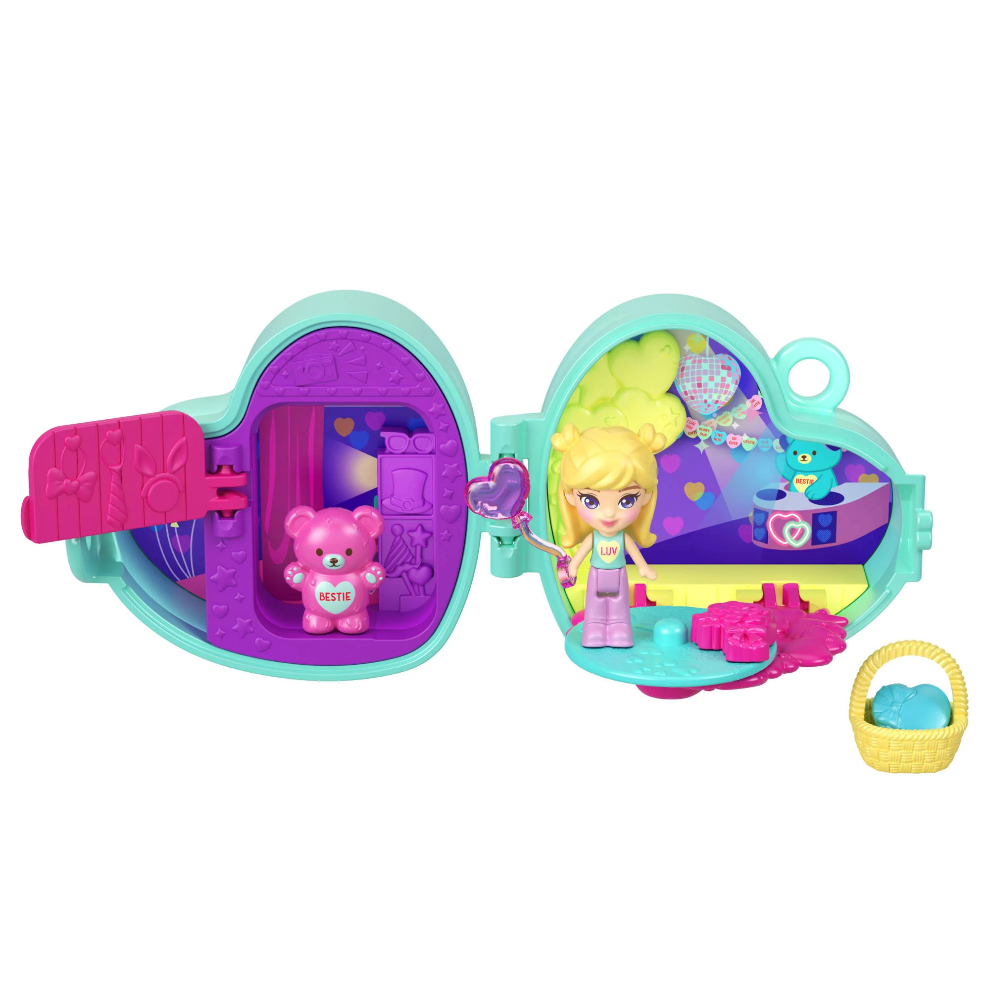 Polly Pocket X Sweethearts Doll & 2 Playsets With 7 Accessories, Compact Travel Toy With Keychain Clip - Image 4