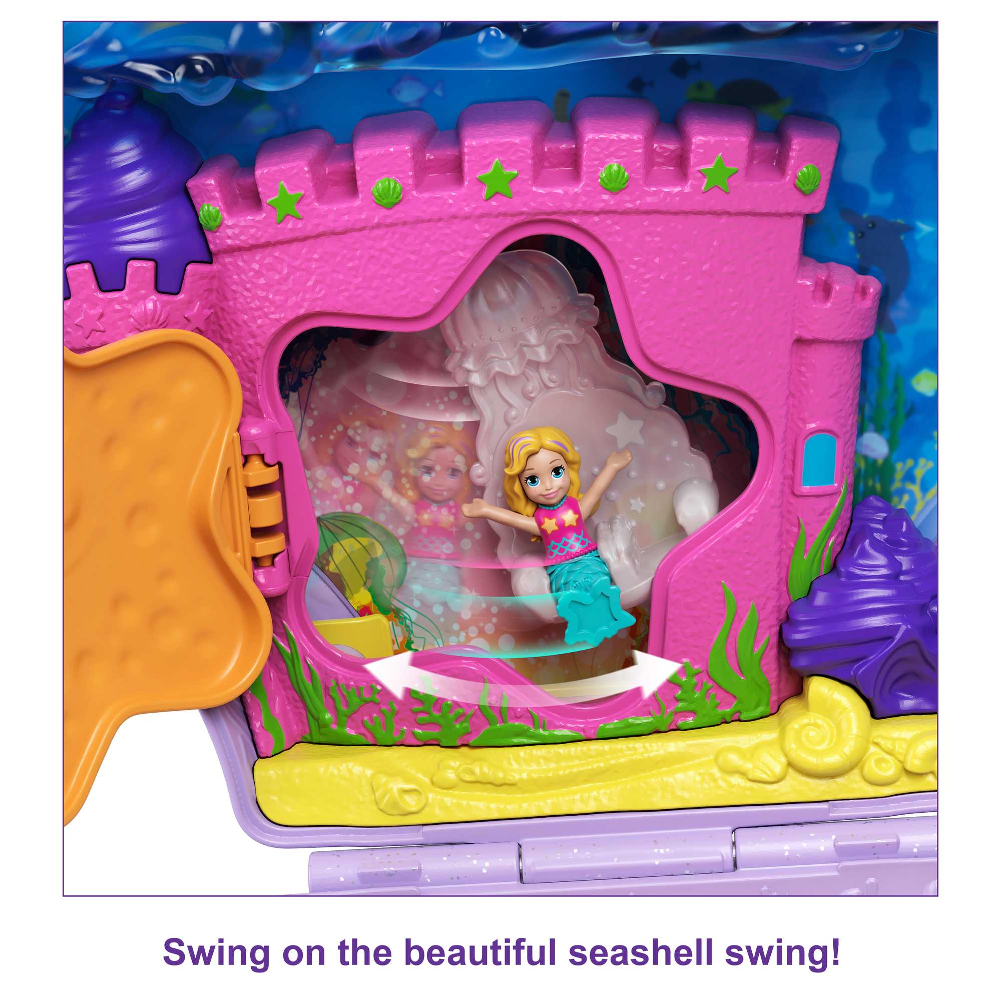 Polly Pocket Travel Toys, Purse Playset And 2 Dolls, Seashell Mermaid - Image 3