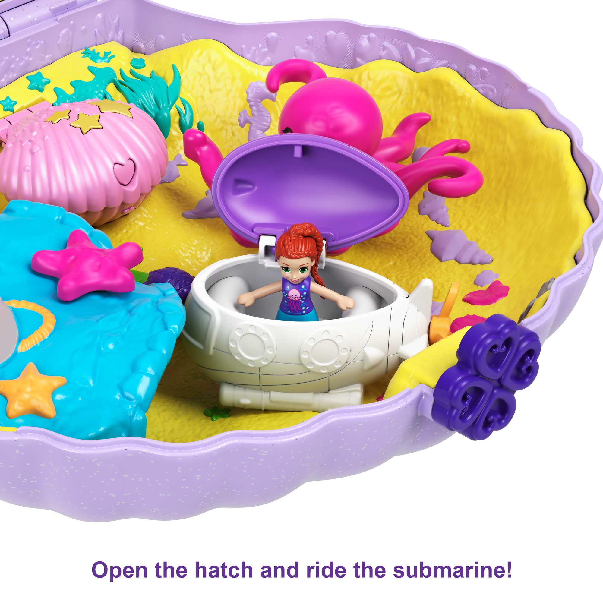 Polly Pocket Travel Toys, Purse Playset And 2 Dolls, Seashell Mermaid - Image 4