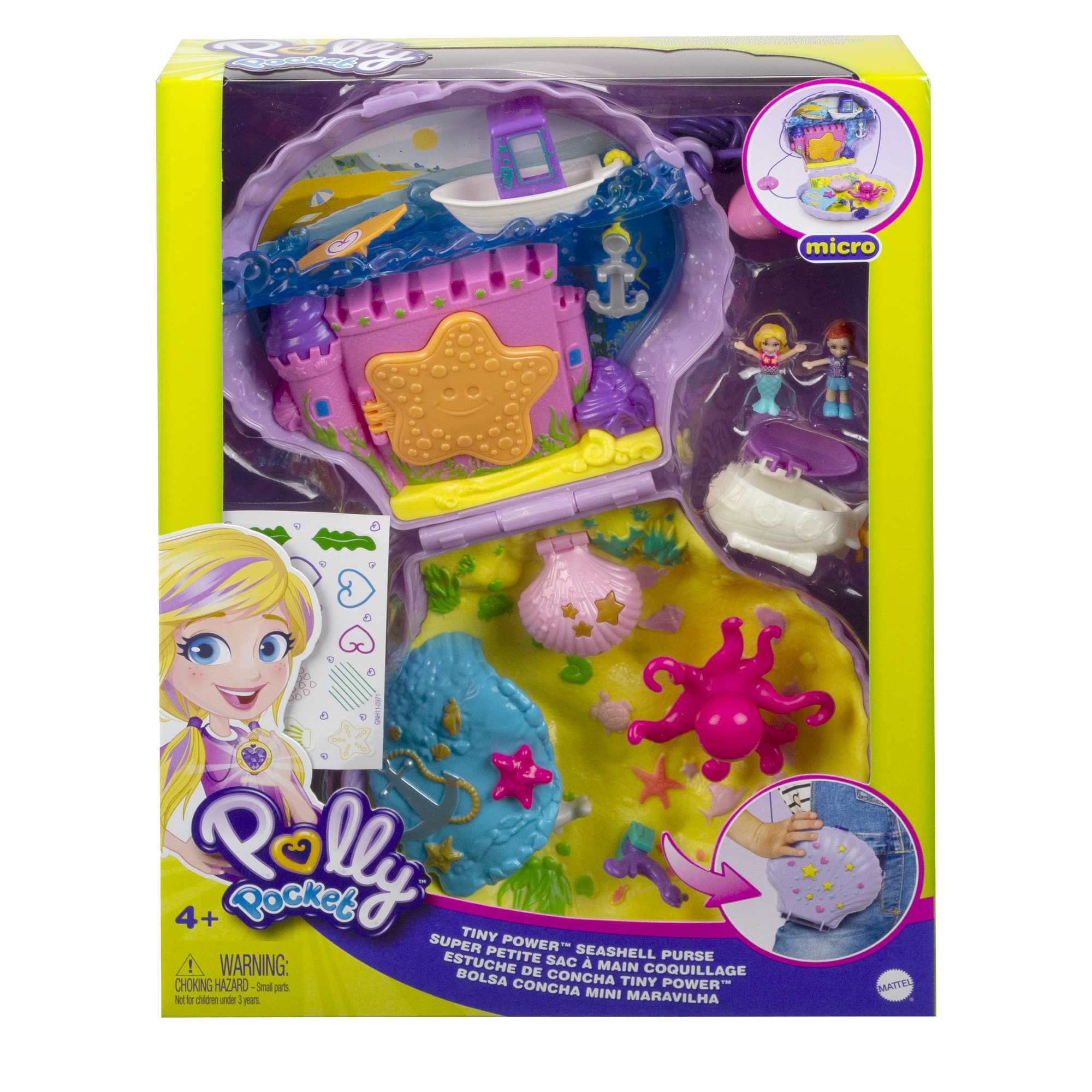 Polly Pocket Travel Toys, Purse Playset And 2 Dolls, Seashell Mermaid - Image 6