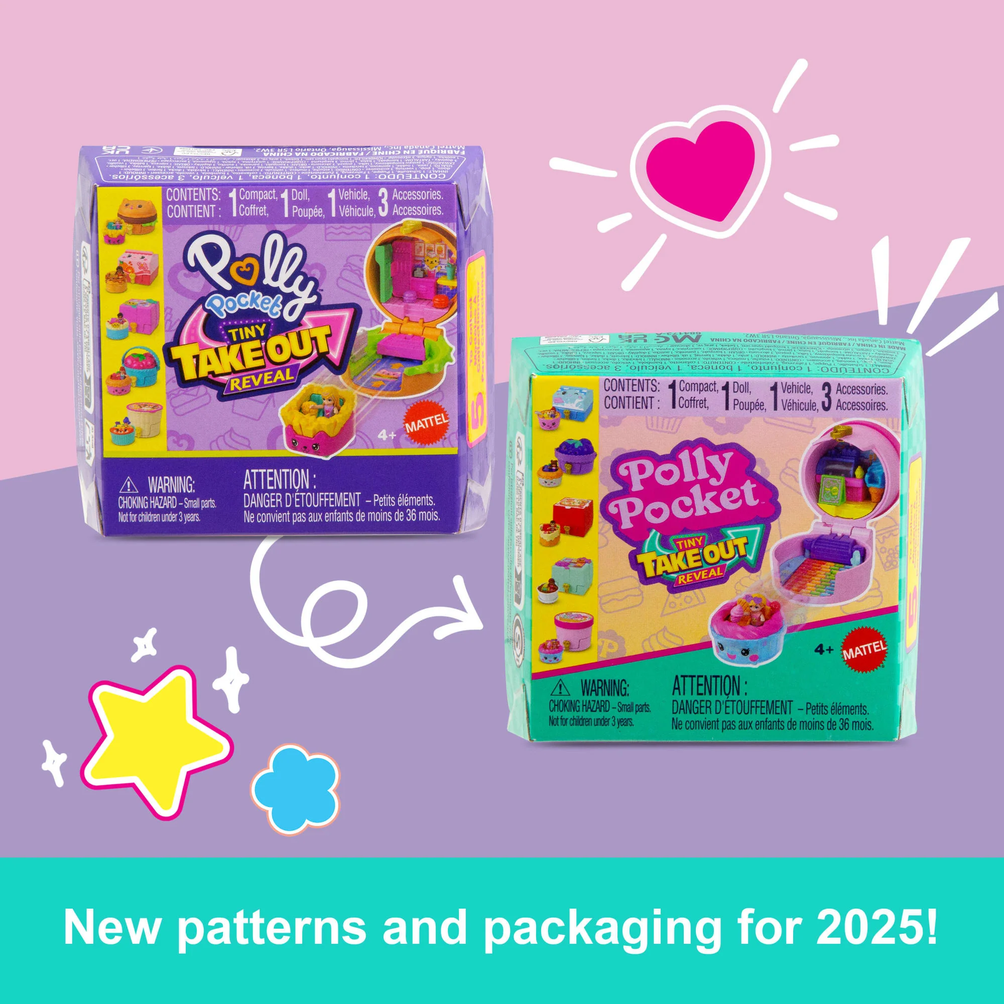 Polly Pocket Tiny Take Out Reveal Assortment, Micro Dolls & Compacts With Toy Cars, Food Theme Vehicle Collection - Image 6