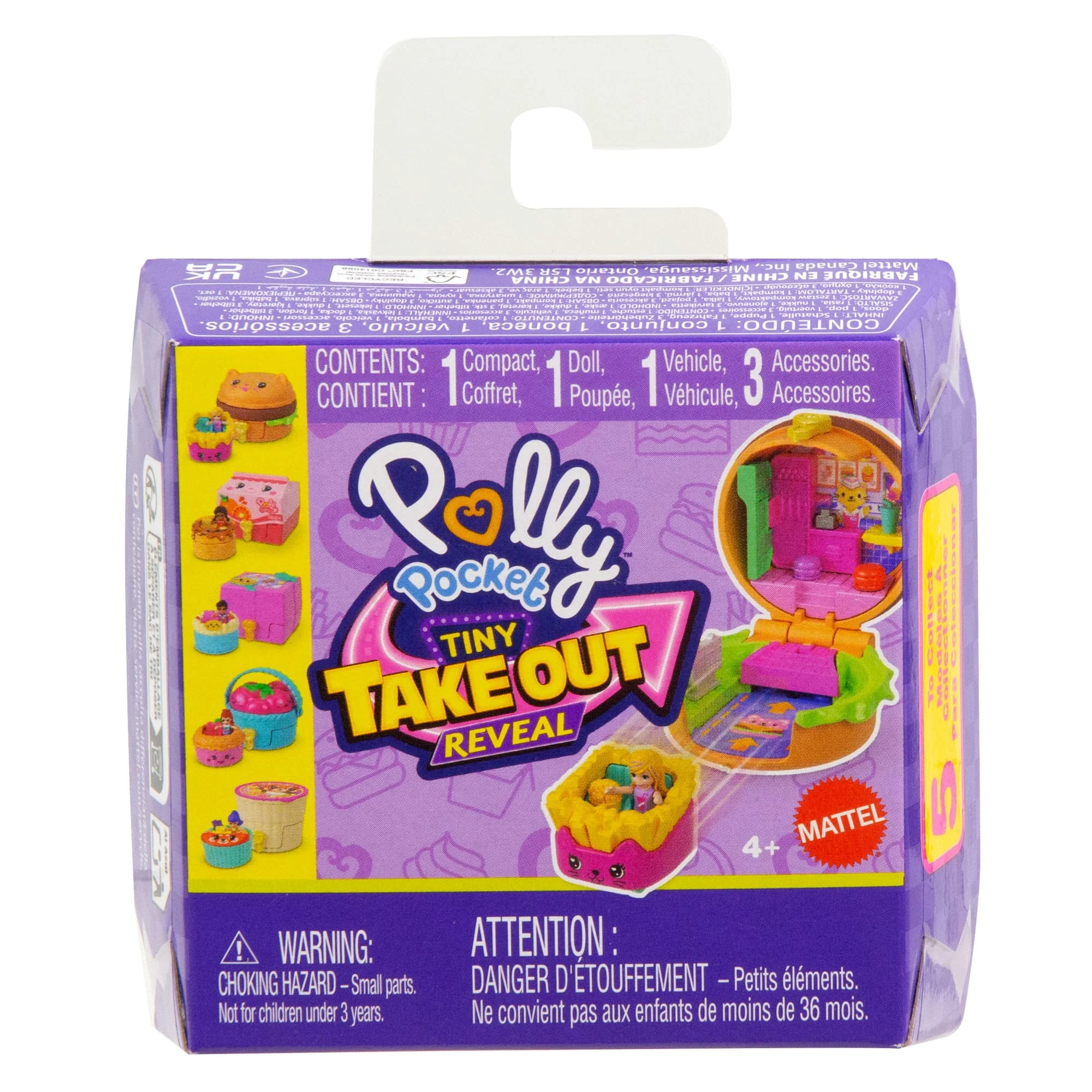 Polly Pocket Tiny Take Out Reveal Assortment, Micro Dolls & Compacts With Toy Cars, Food Theme Vehicle Collection - Image 6