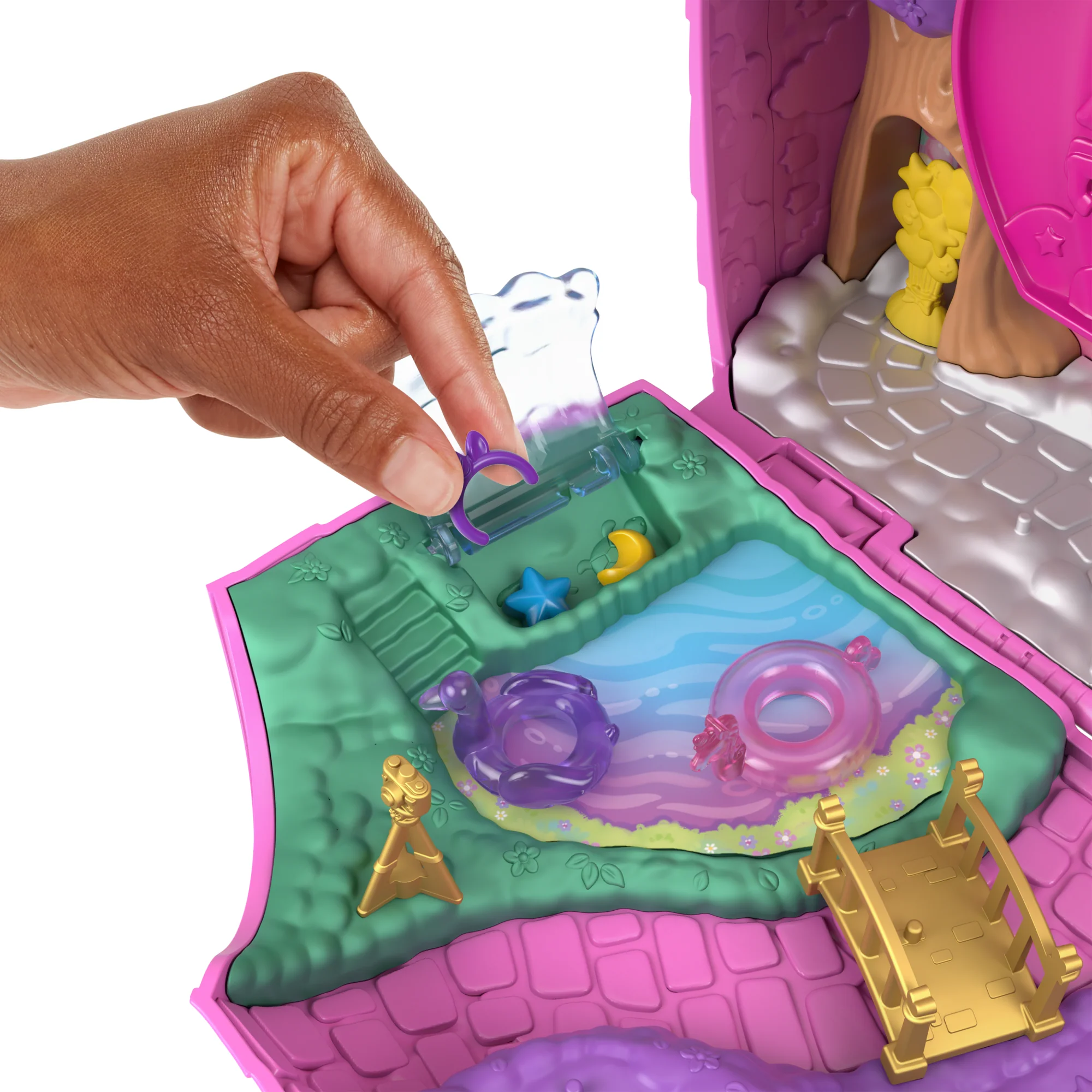 Polly Pocket Unicorn Partyland Playset With 2 Micro Dolls, Pets & 25+ Surprise Accessories, Birthday Celebration With Hot Air Balloon Ride - Image 3