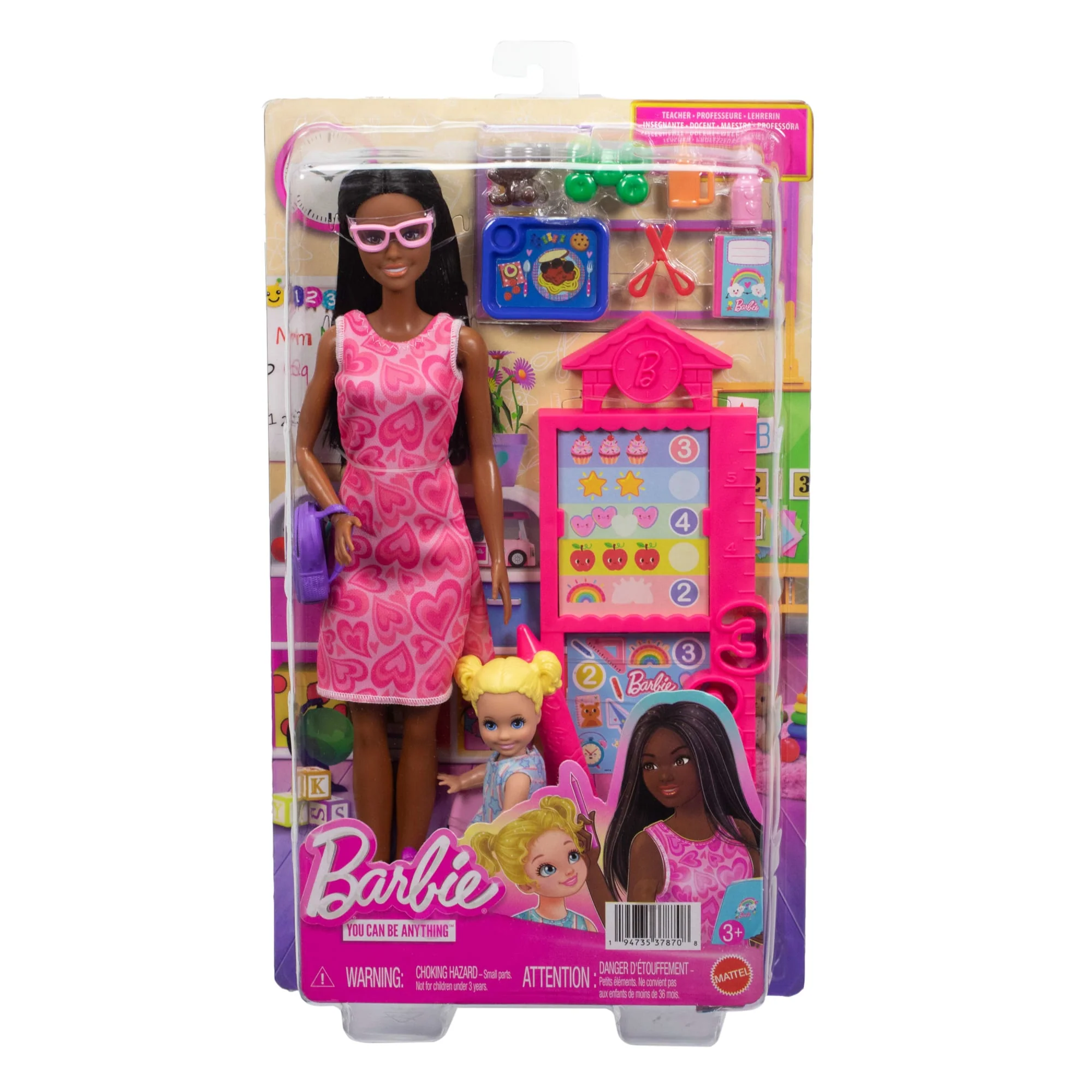 Coffret Barbie Carrières enseignante Avec Poupée Mode, Poupée de Tout-Petit, Tableau Noir et Accessoires - Image 6