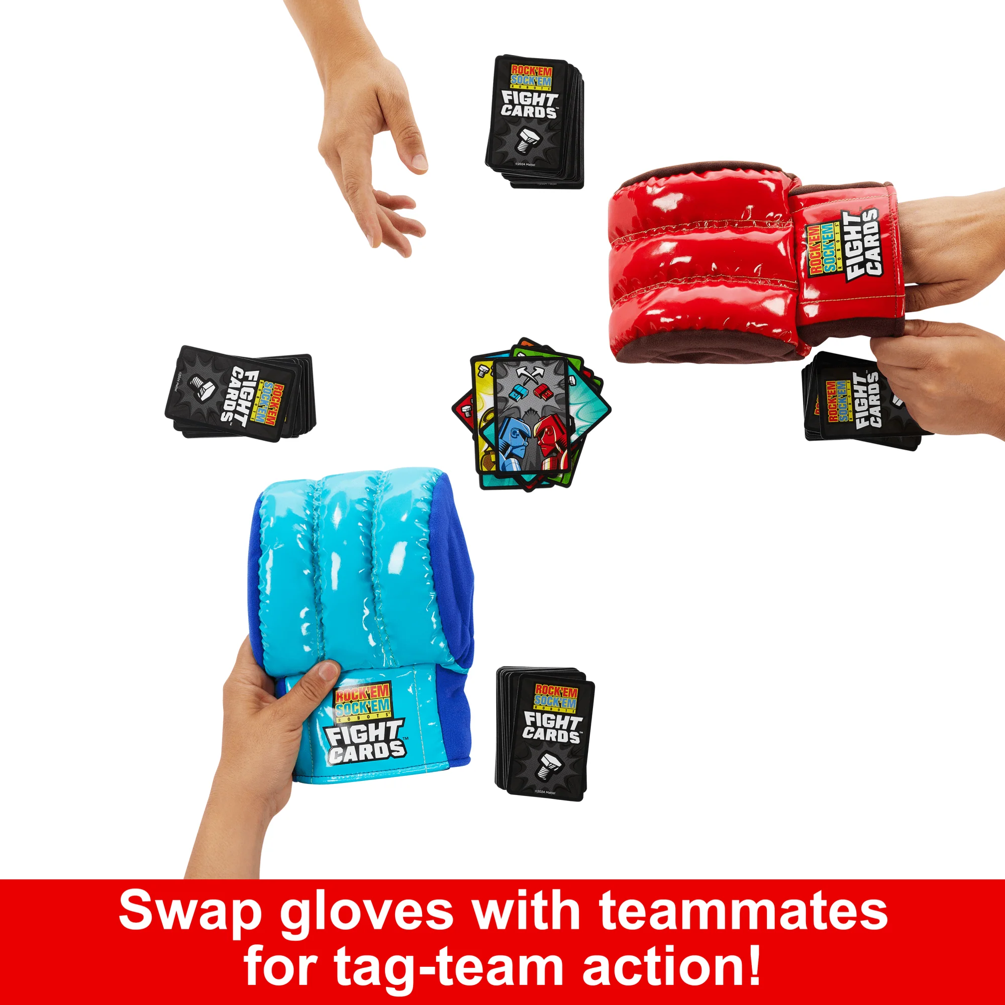Rock ‘Em Sock ‘Em Robots Fight Cards Card Game With Two Boxing Gloves, Team Party Game - Image 4