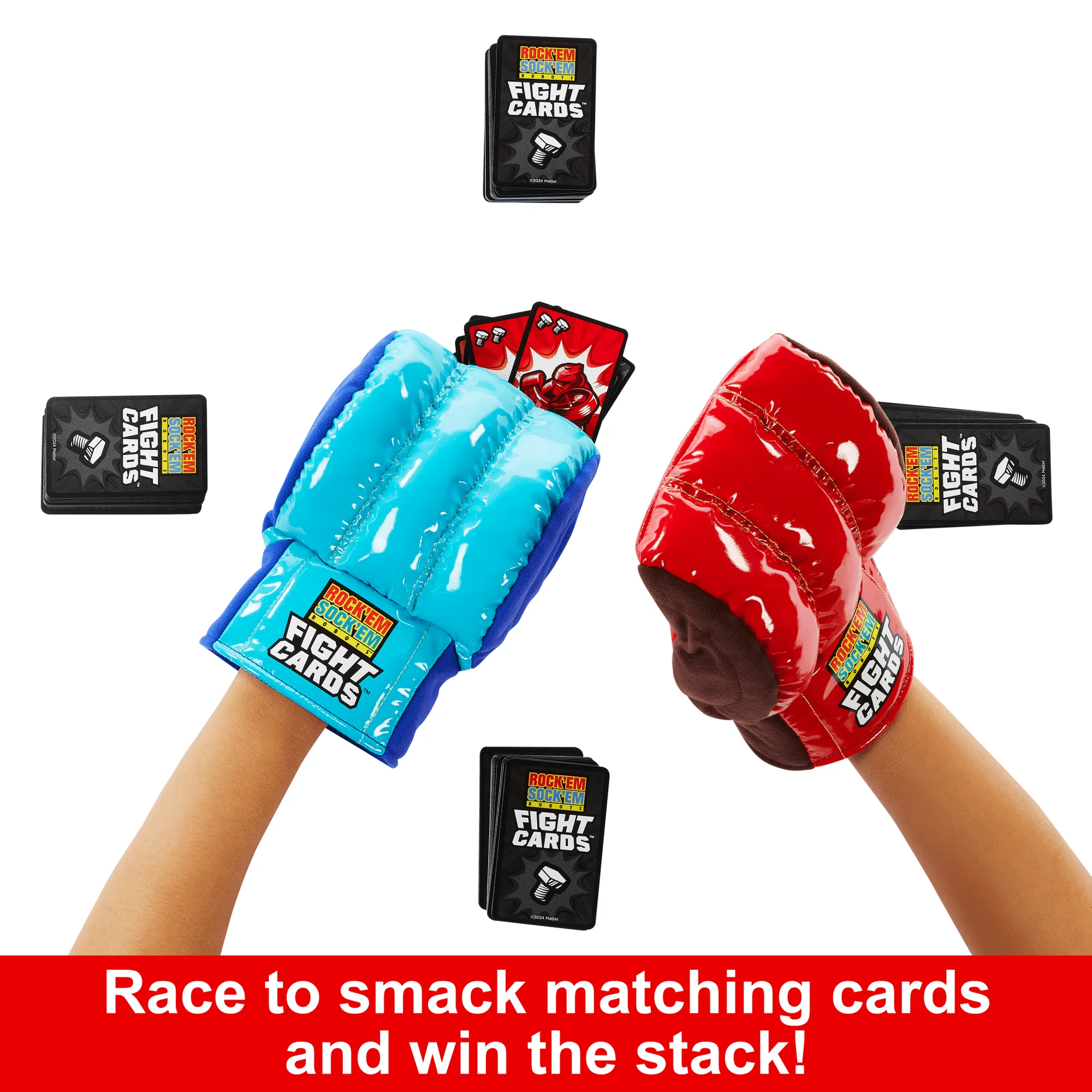 Rock ‘Em Sock ‘Em Robots Fight Cards Card Game With Two Boxing Gloves, Team Party Game - Image 3
