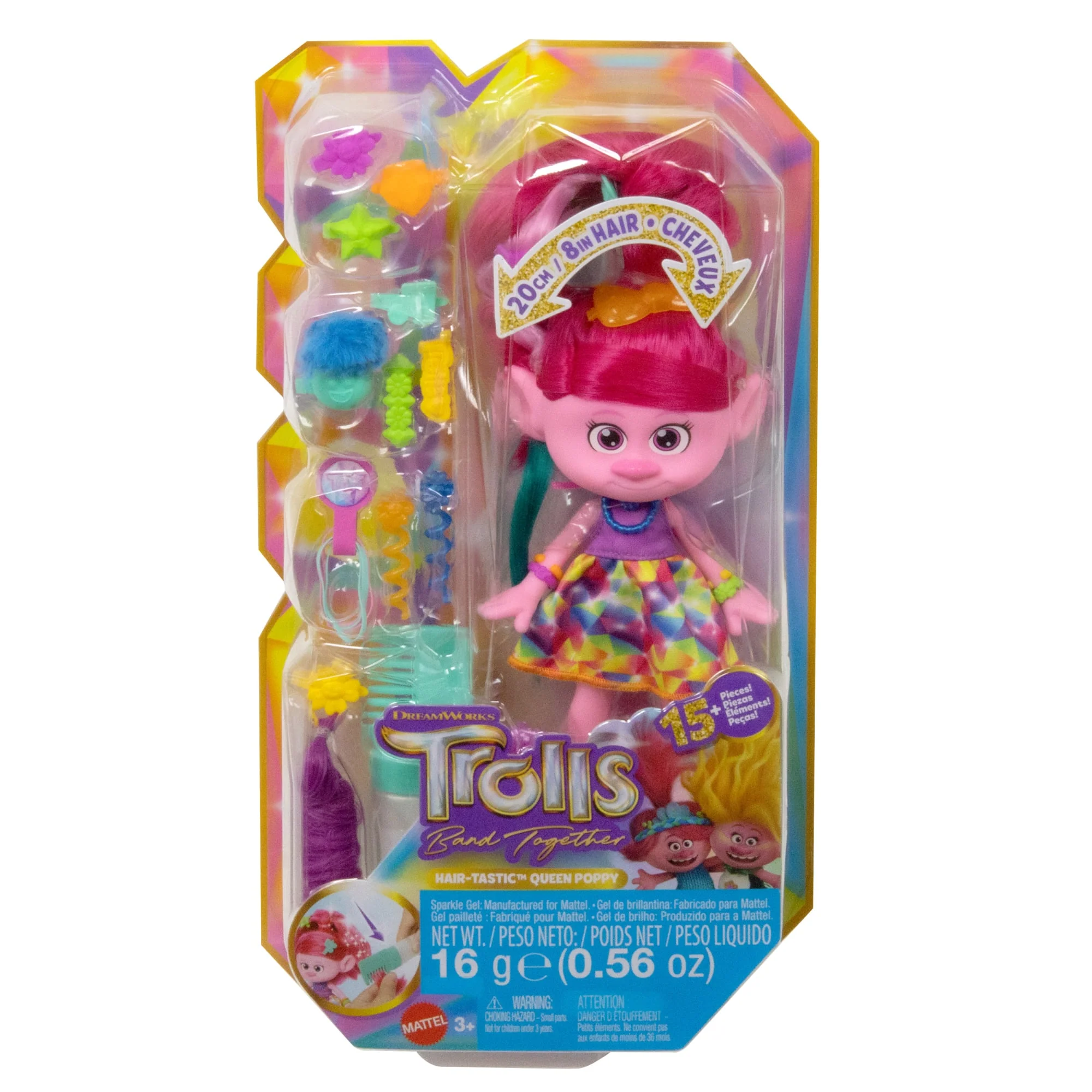 Dreamworks Trolls Band Together Hair-Tastic Queen Poppy Fashion Doll & 15+ Hairstyling Accessories - Image 6