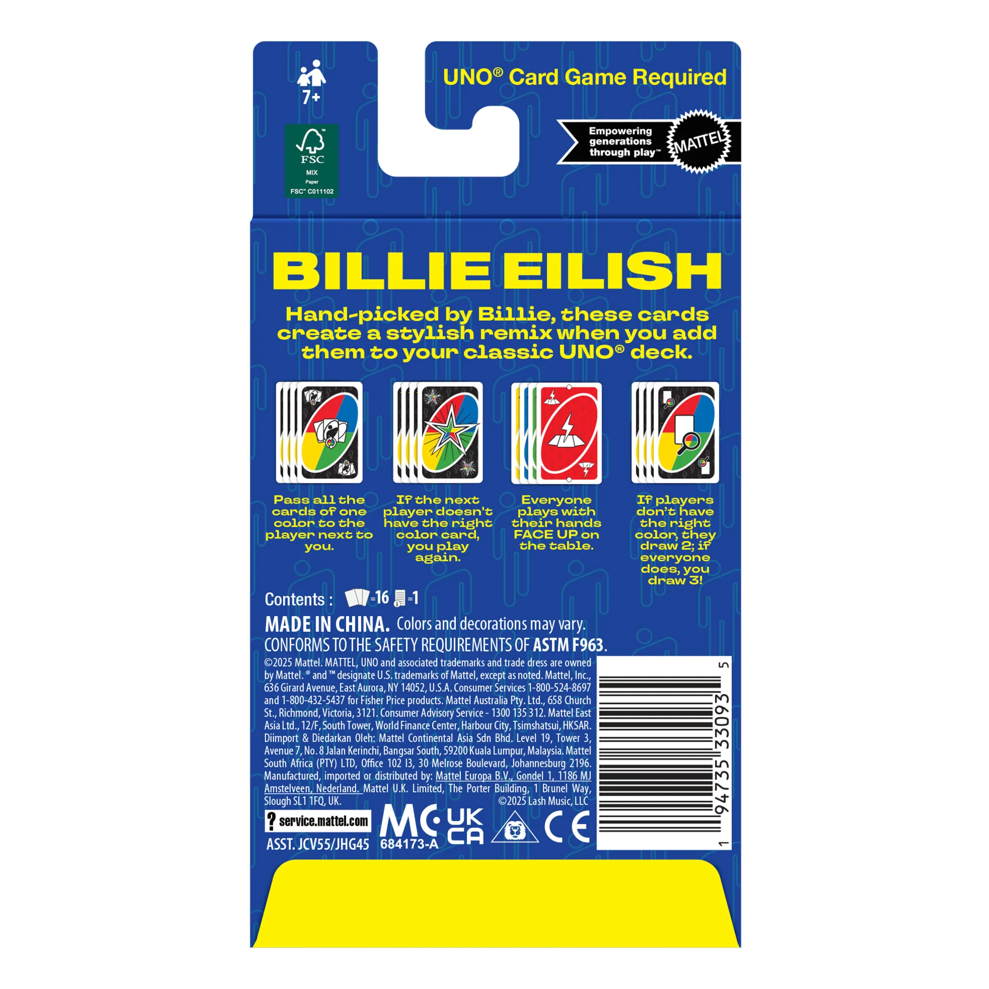 UNO Add-On Pack Billie Eilish Card Game For Family & Game Nights, Travel, Camping & Parties - Image 3