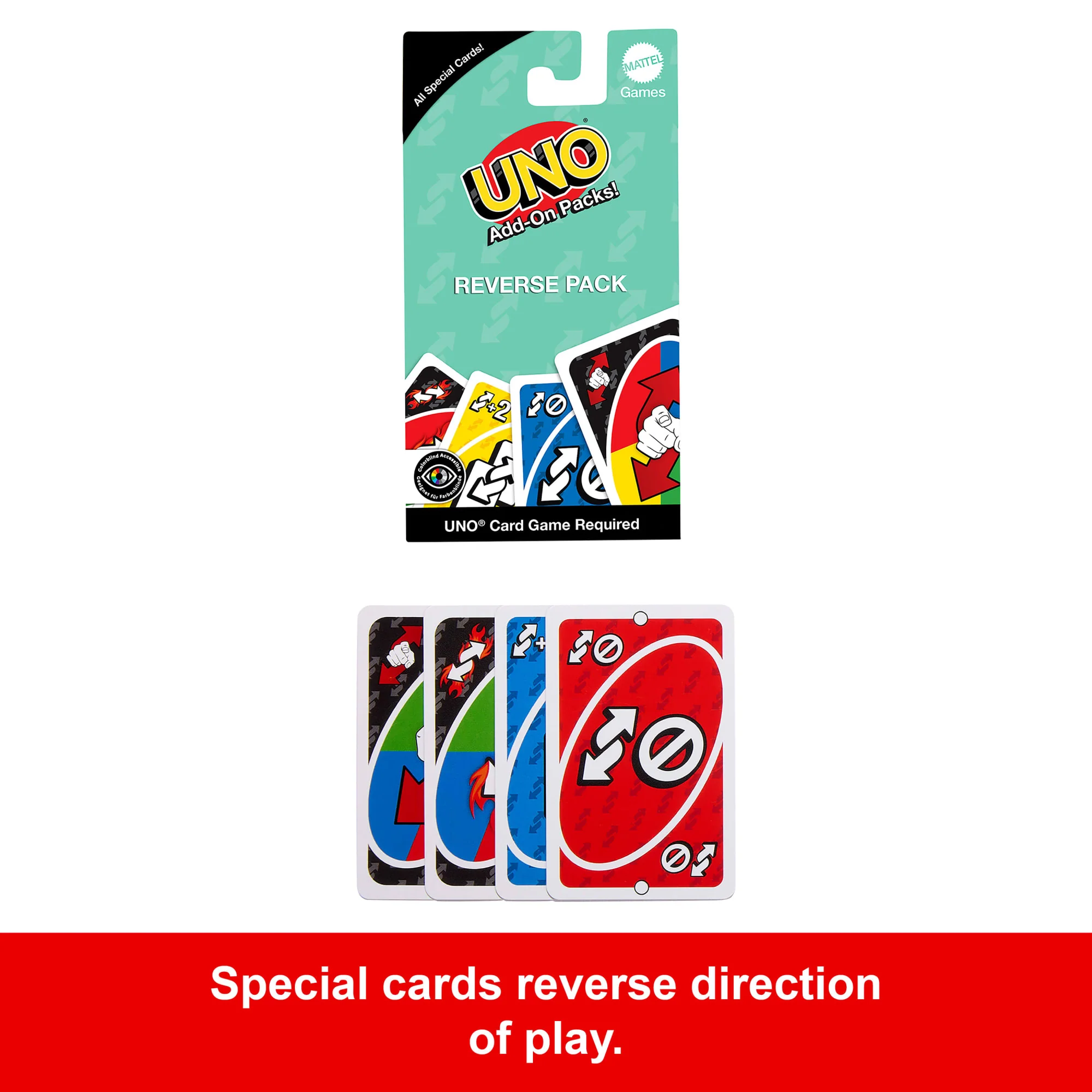 UNO Add-On-Packs Reverse Pack Card Game For Kids, Family & Game Nights, Travel, Camping & Parties - Image 3
