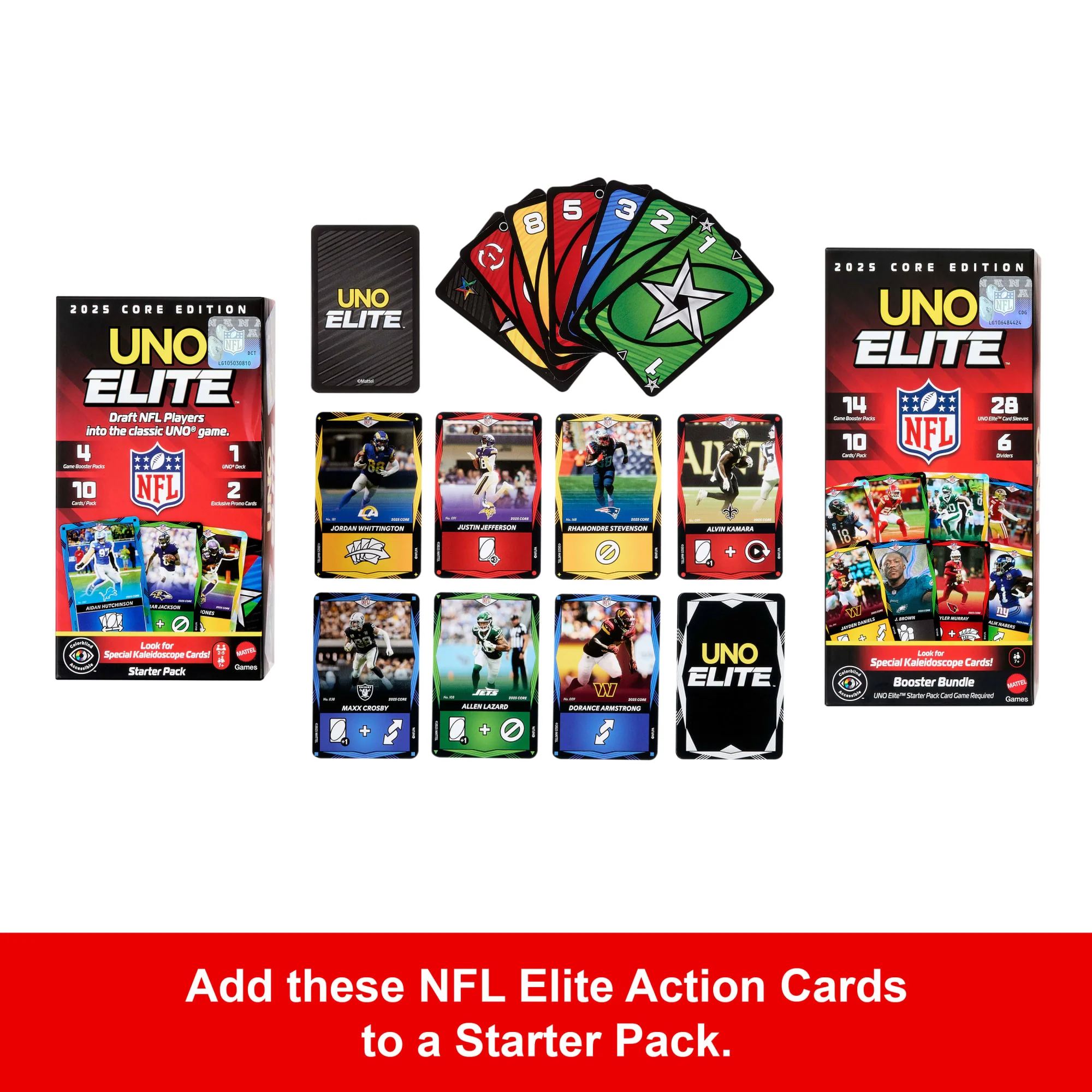UNO Elite NFL Booster Bundle Set With 140 Elite Action Cards, 2025 Core Edition (Players May Vary) - Image 3