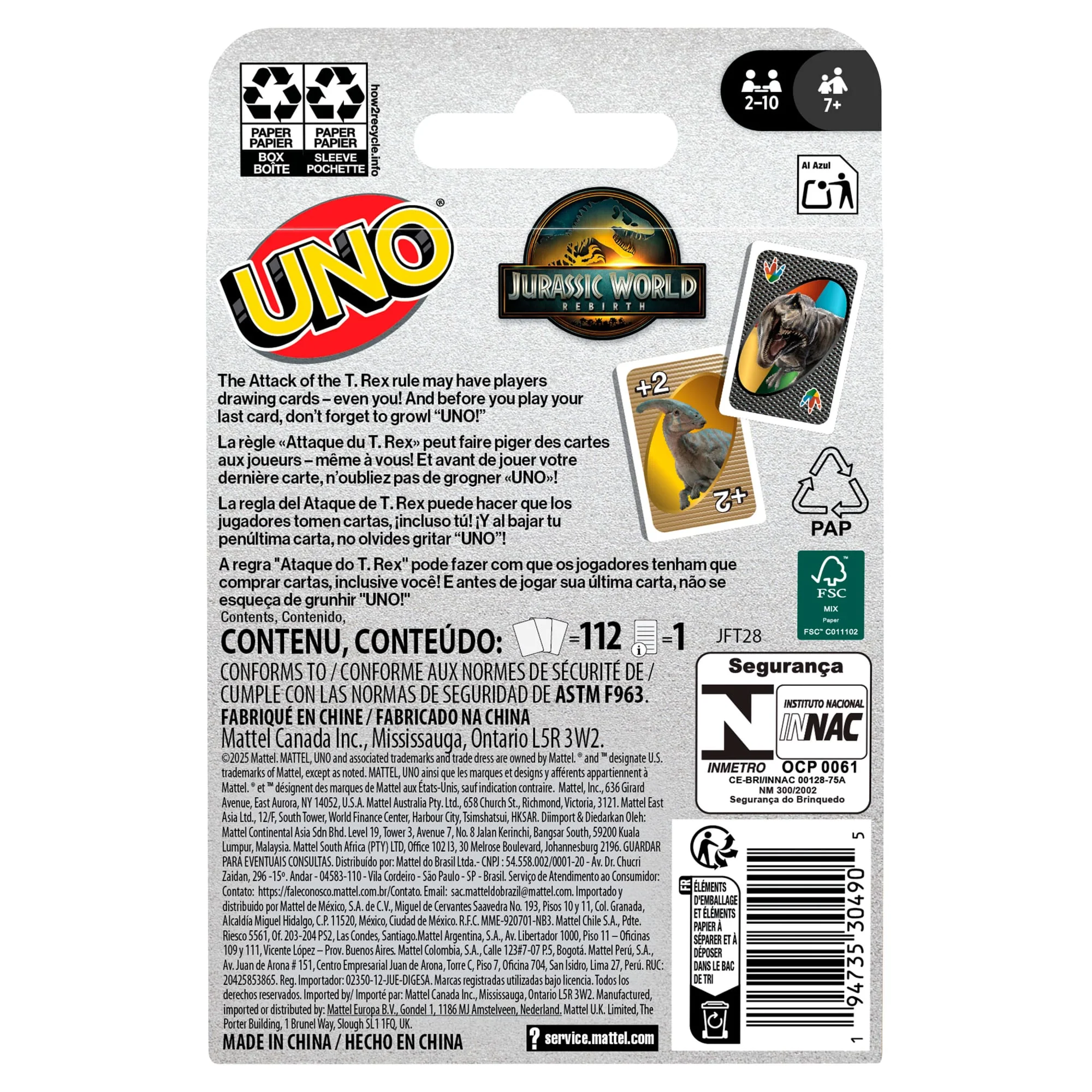 UNO Juego de Cartas Jurassic World Rebirth - Image 6